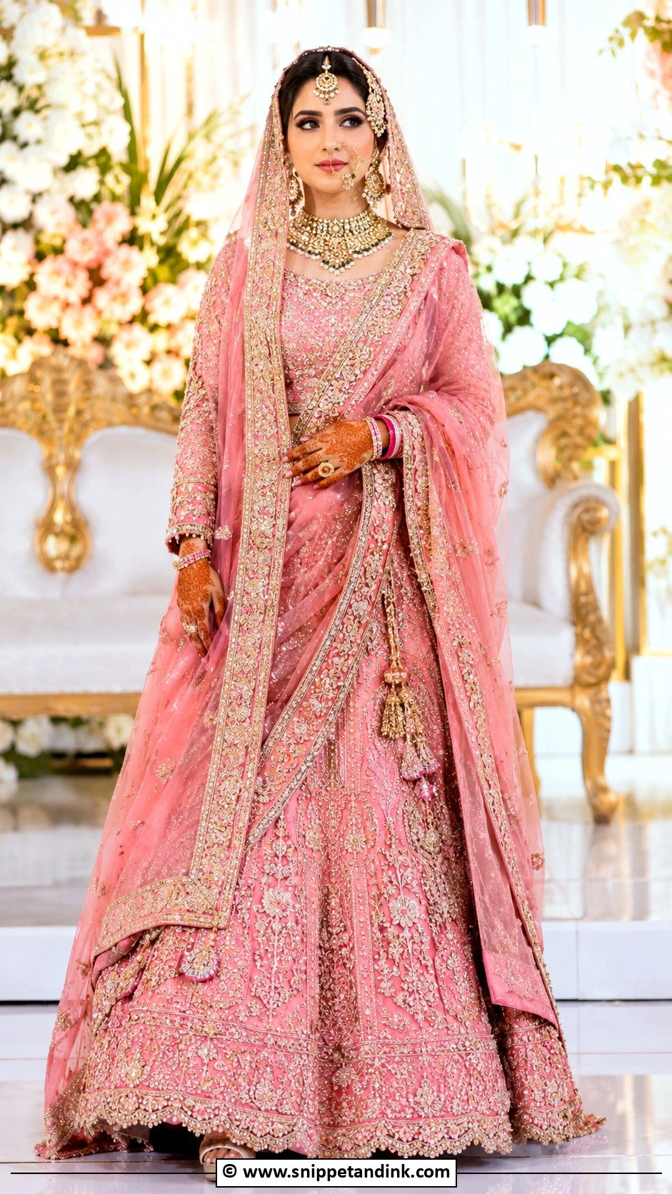 Pink Pakistani Bridal Lehenga With Double Dupatta - Snippet and Ink - 30 Pink Pakistani Bridal Dress Ideas