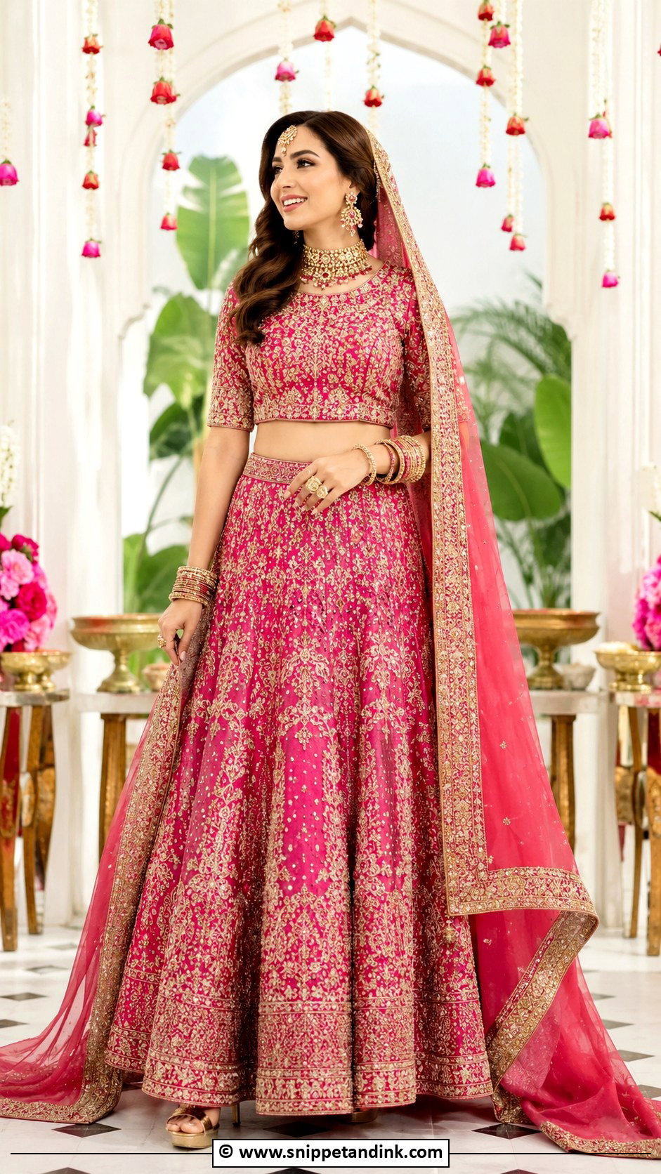 Pink Pakistani Bridal Short Shirt With Lehenga - Snippet and Ink - 30 Pink Pakistani Bridal Dress Ideas
