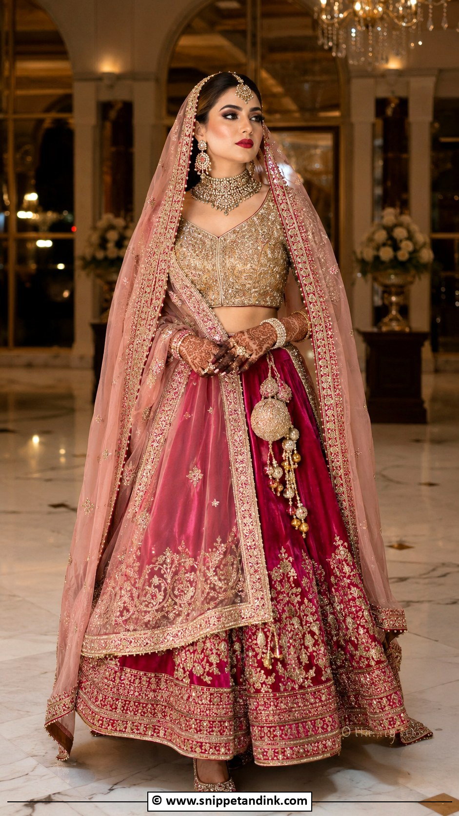 Pink Pakistani Bridal Velvet Lehenga - Snippet and Ink - 30 Pink Pakistani Bridal Dress Ideas