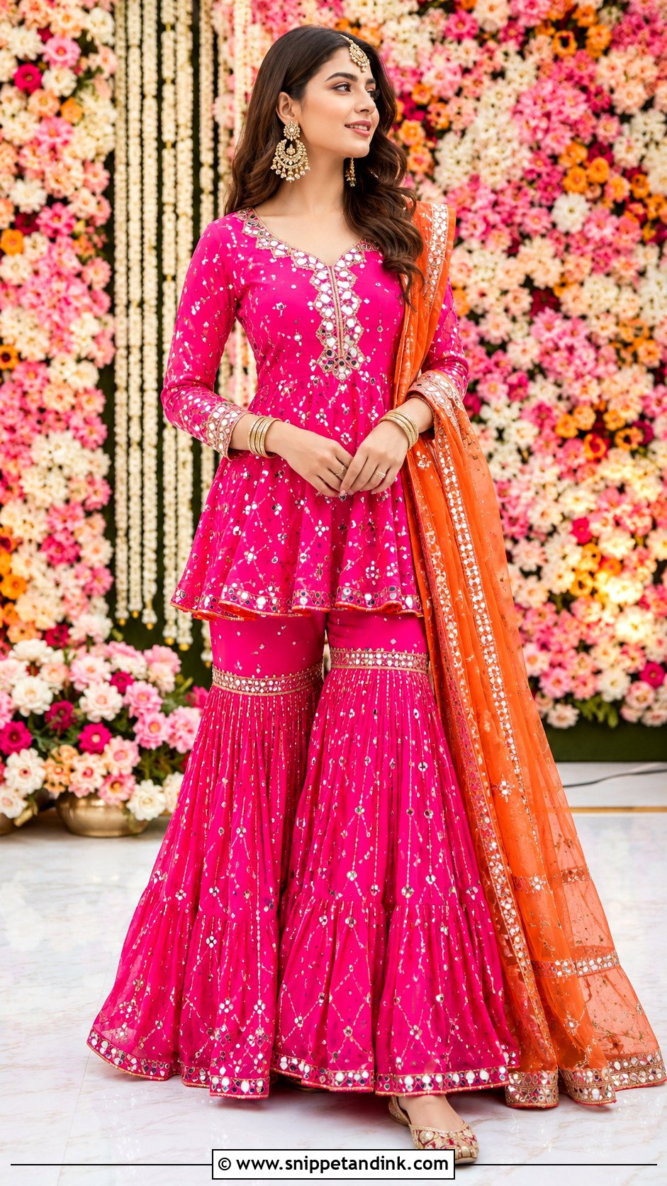 Pink Peplum Gharara Dholki Dress - Snippet and Ink - 20 Dholki Dress for Bride Ideas
