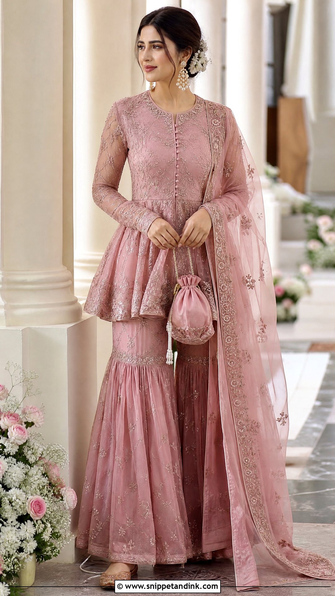 Pink Peplum Gharara Nikkah Outfit - Snippet and Ink - 20 Pink Nikkah Outfit Ideas