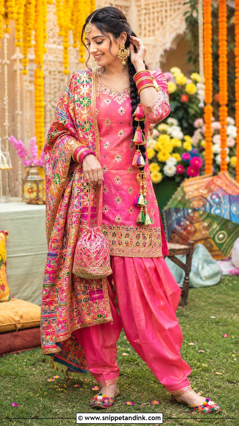 Pink Phulkari Punjabi Bridal Suit - Snippet and Ink - 20 Indian Punjabi Bridal Suits