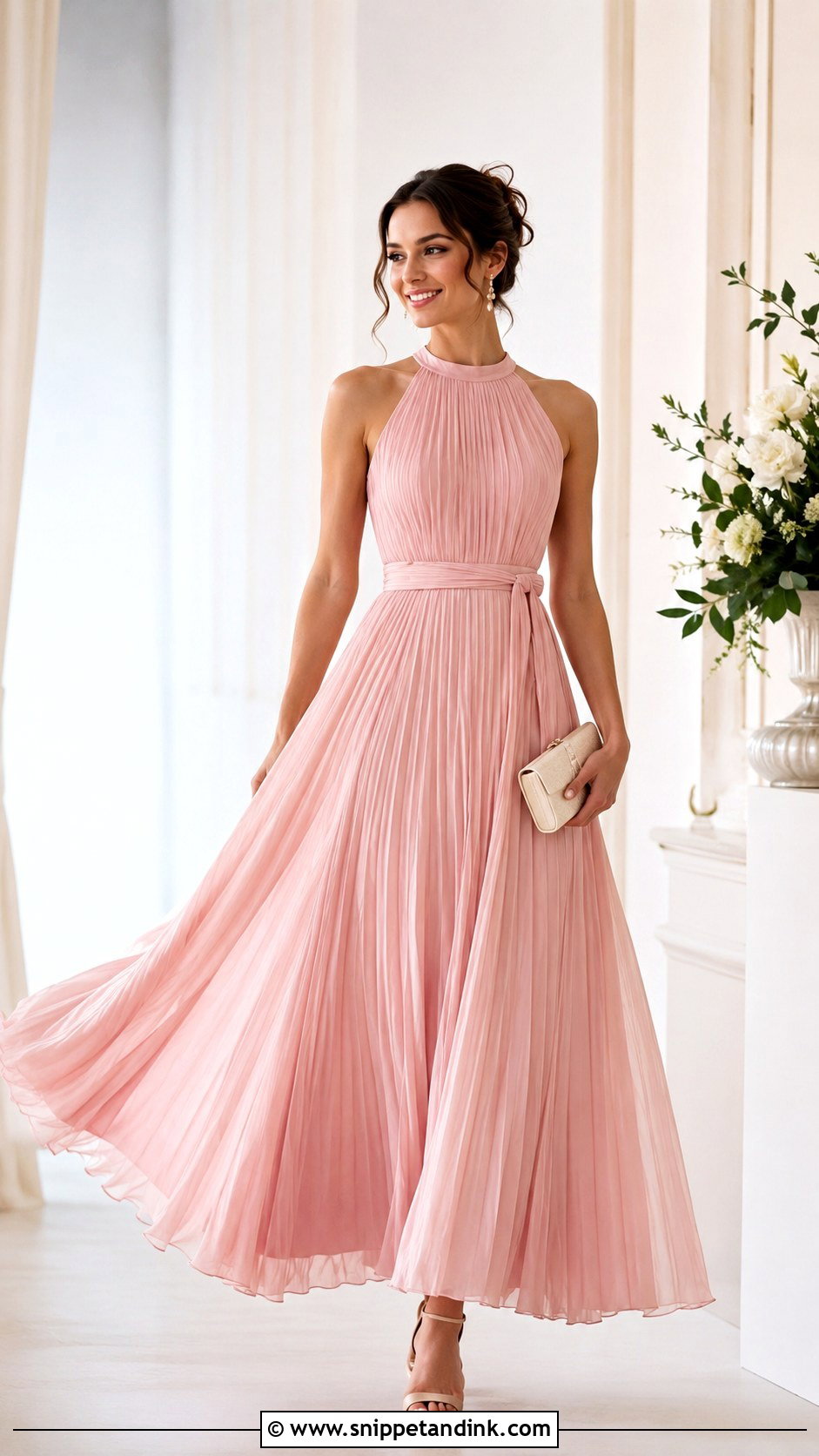 Pink Pleated Gown - Snippet and Ink - 30 Pink Gowns