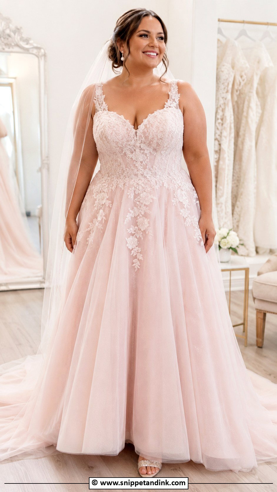 Pink Plus Size Wedding Dress - Snippet and Ink - 35 Pink Wedding Dress Ideas