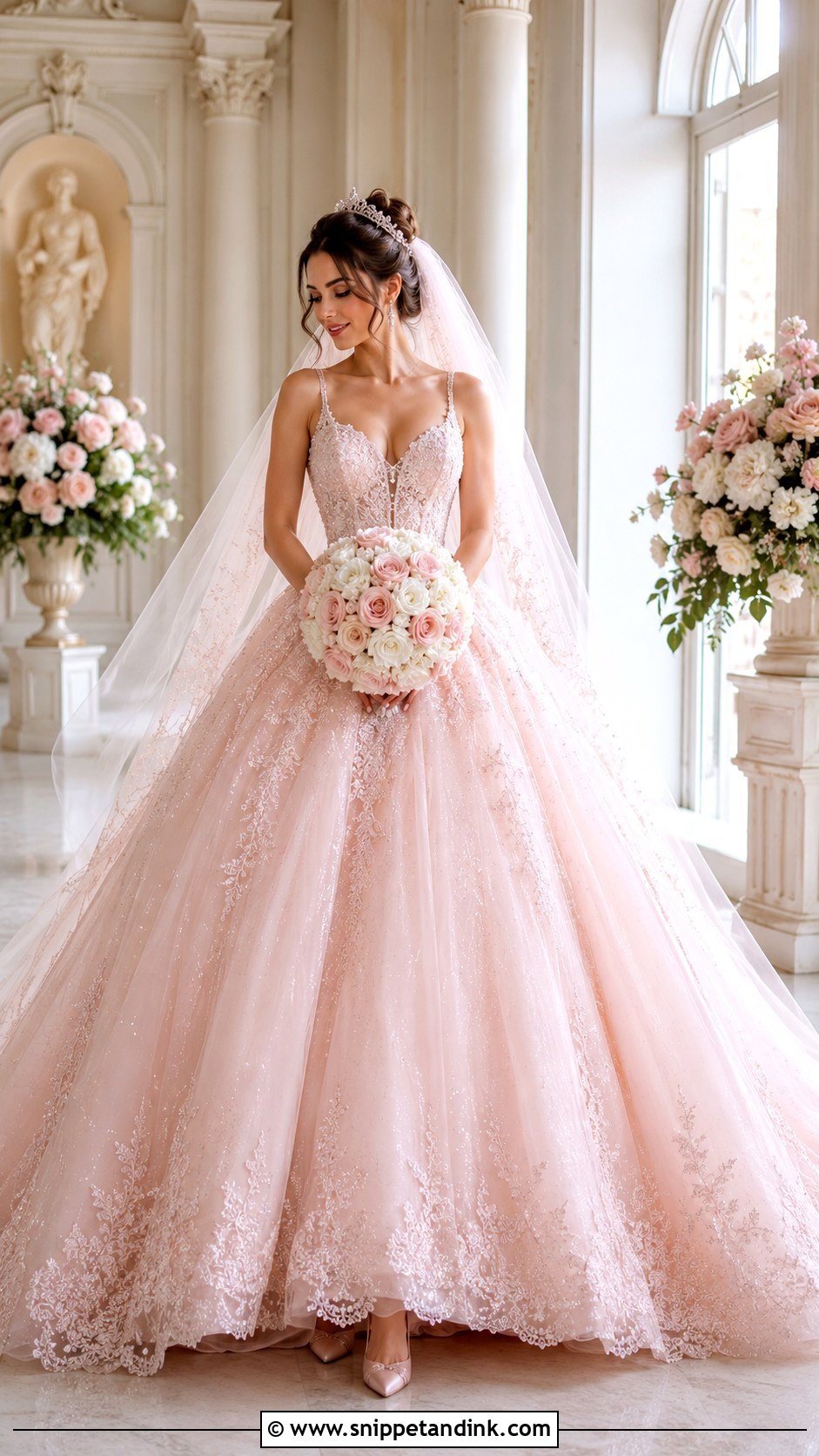 Pink Princess Wedding Dress - Snippet and Ink - 25 Pink Wedding Dresses