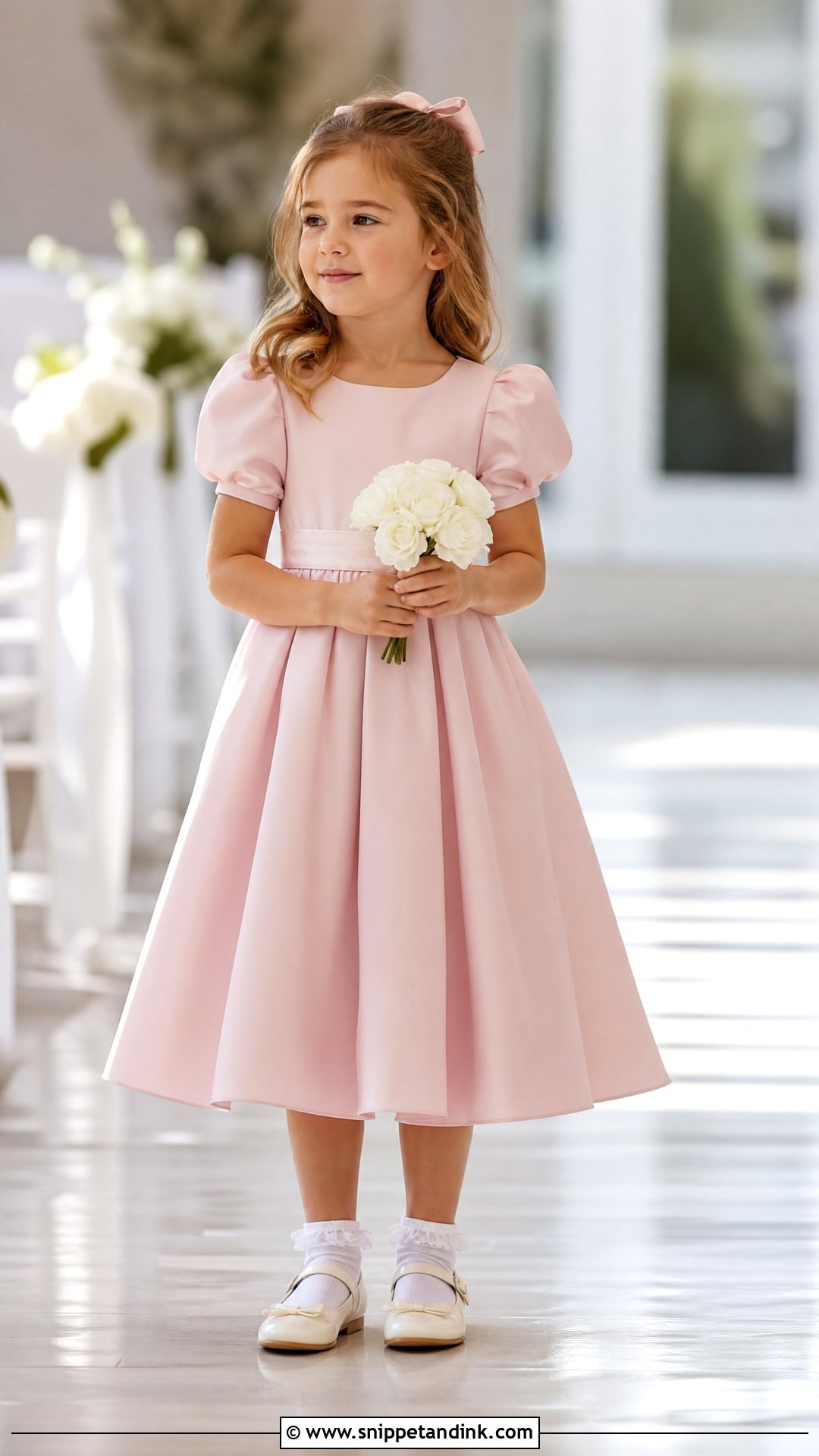 Pink Puff Sleeve Kids Wedding Gown - Snippet and Ink - 20 Kids Gown Design Wedding Dresses