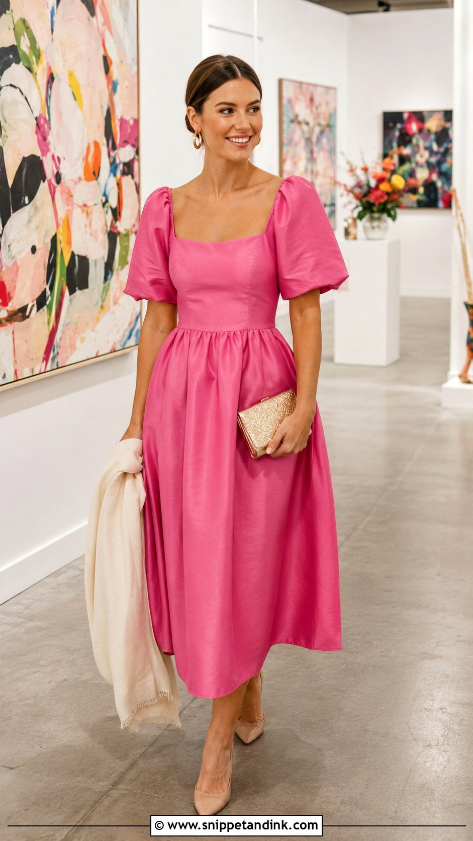 Pink Puff Sleeve May Wedding Dress - Snippet and Ink - 20 May Wedding Dress Ideas
