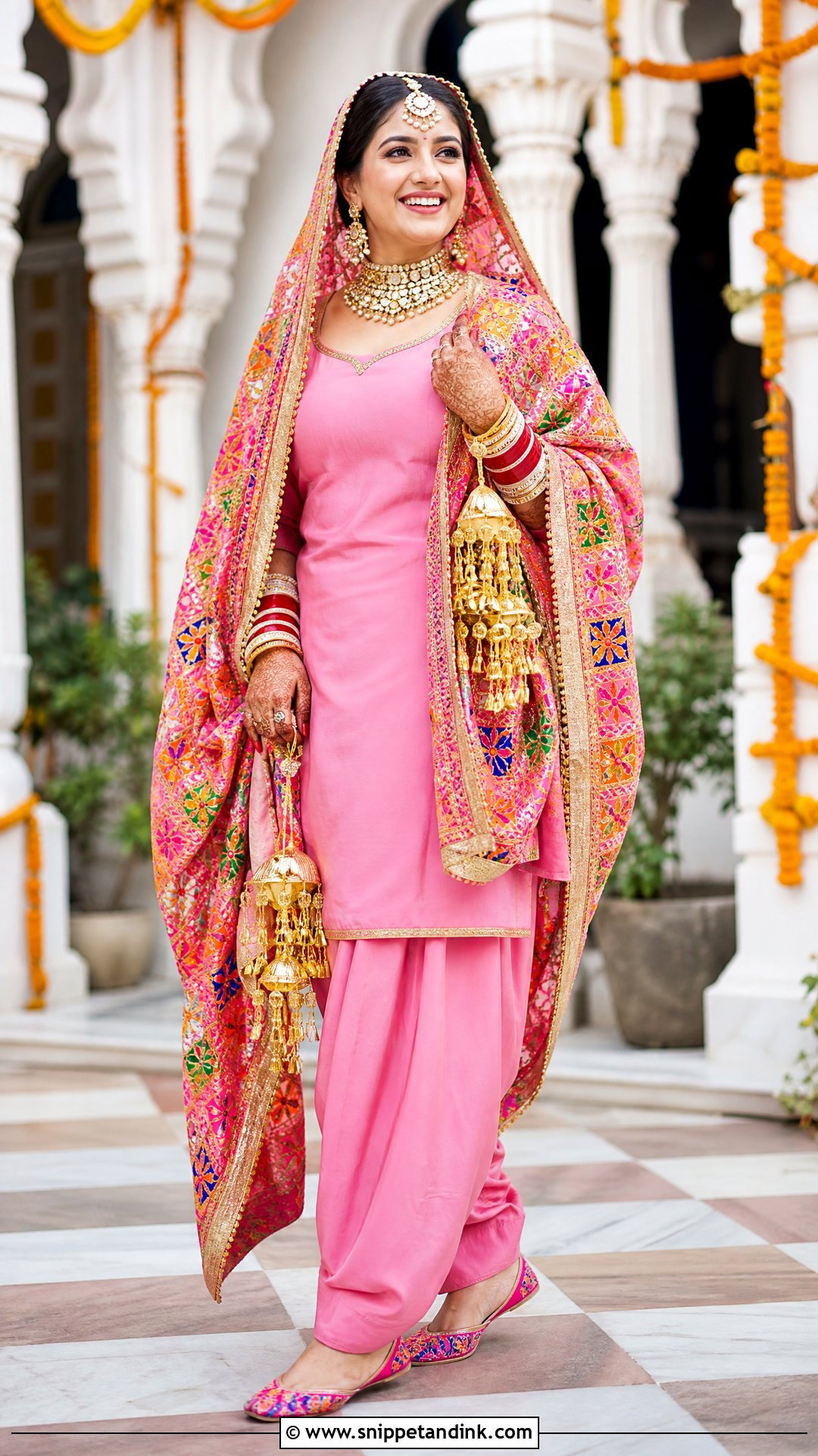 Pink Punjabi Bridal Phulkari Suit - Snippet and Ink - 25 Sikh Wedding Dress Punjabi Bride Ideas