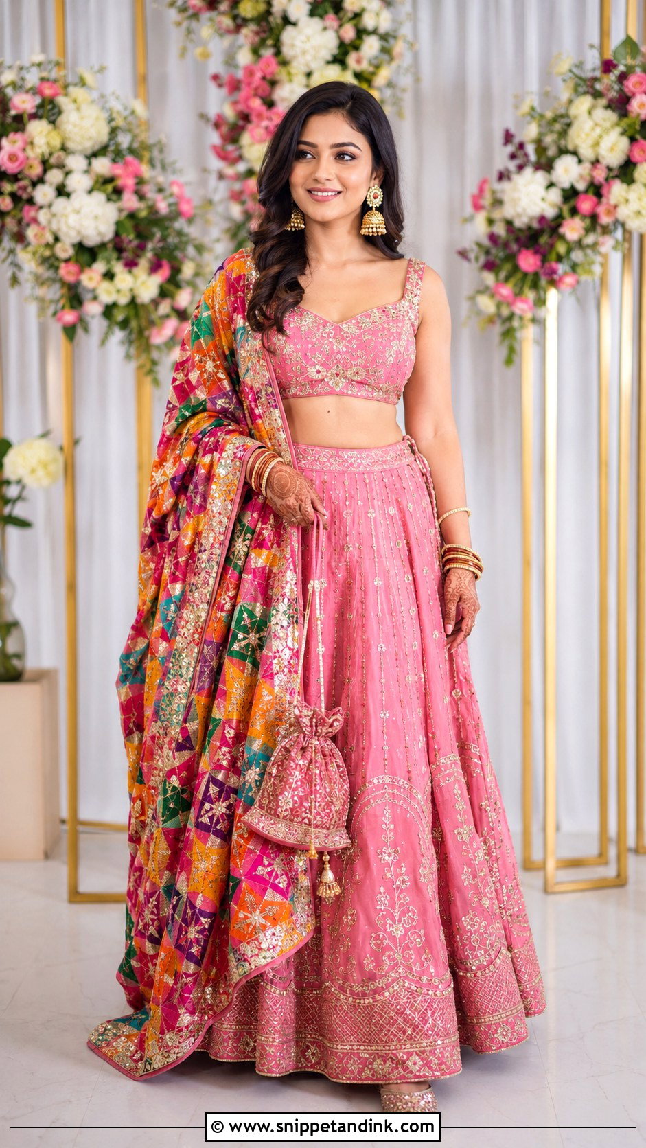 Pink Punjabi Lehenga With Phulkari Dupatta - Snippet and Ink - 25 Punjabi Wedding Dress Ideas