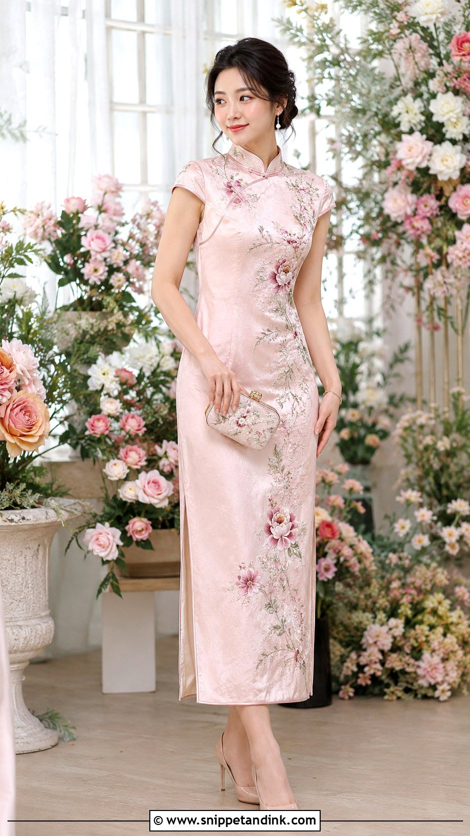 Pink Qipao Wedding Dress - Snippet and Ink - 25 Traditional Chinese Wedding Dress Ideas