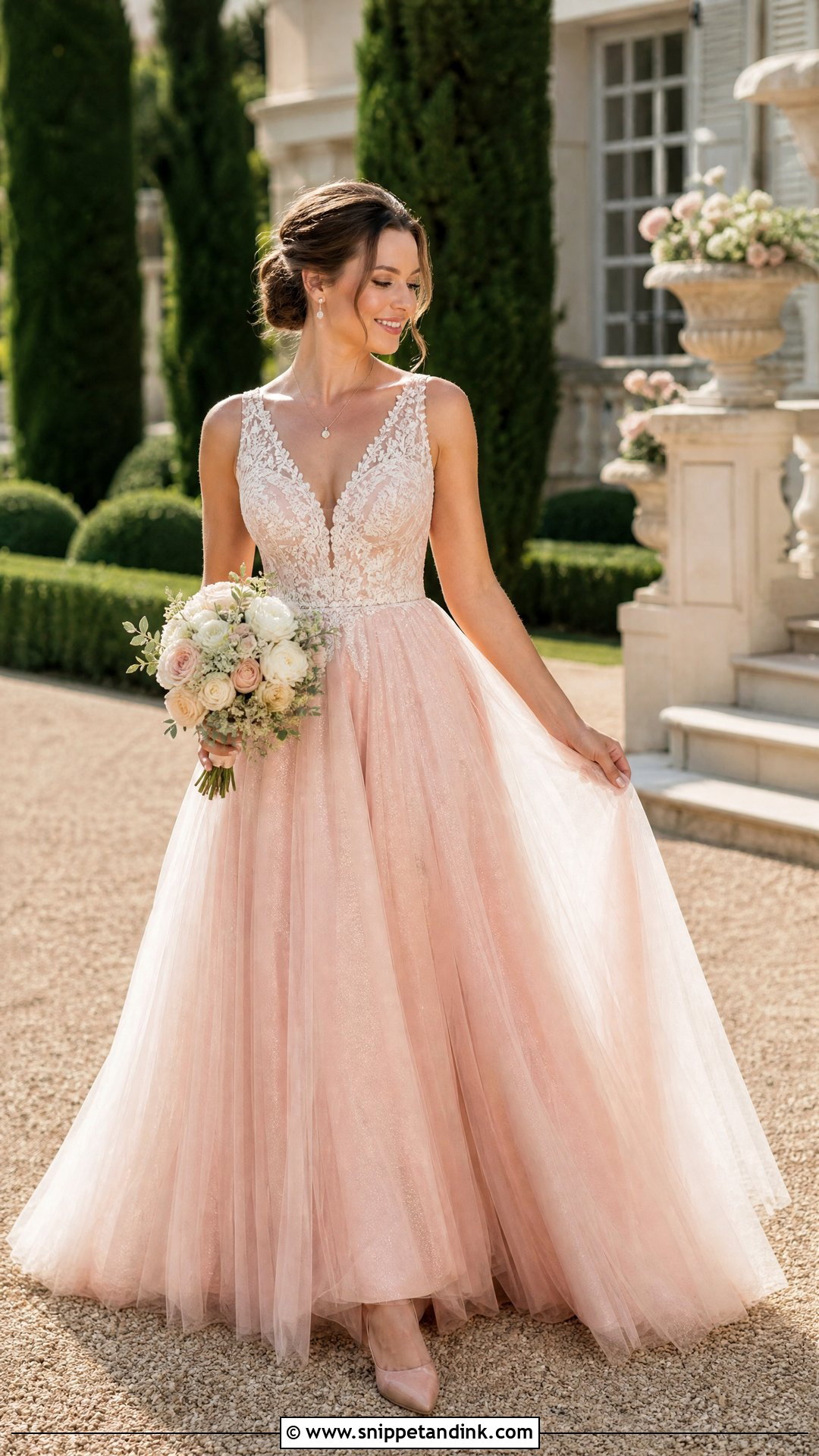 Pink Rose Gold A Line Wedding Dress - Snippet and Ink - 20 Pink Rose Gold Wedding Dresses
