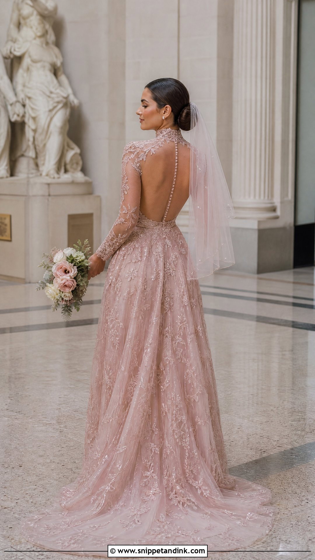 Pink Rose Gold High Neck Wedding Dress - Snippet and Ink - 20 Pink Rose Gold Wedding Dresses