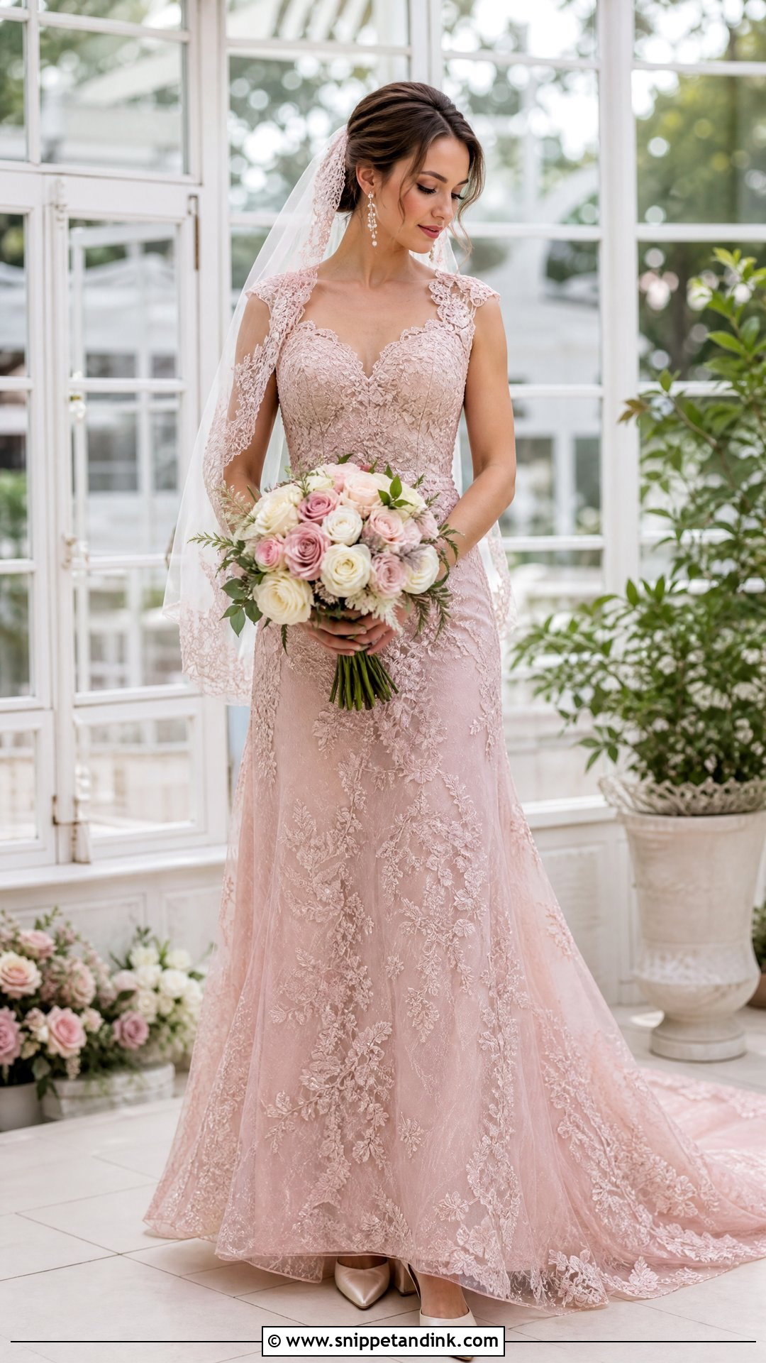Pink Rose Gold Lace Wedding Dress - Snippet and Ink - 20 Pink Rose Gold Wedding Dresses