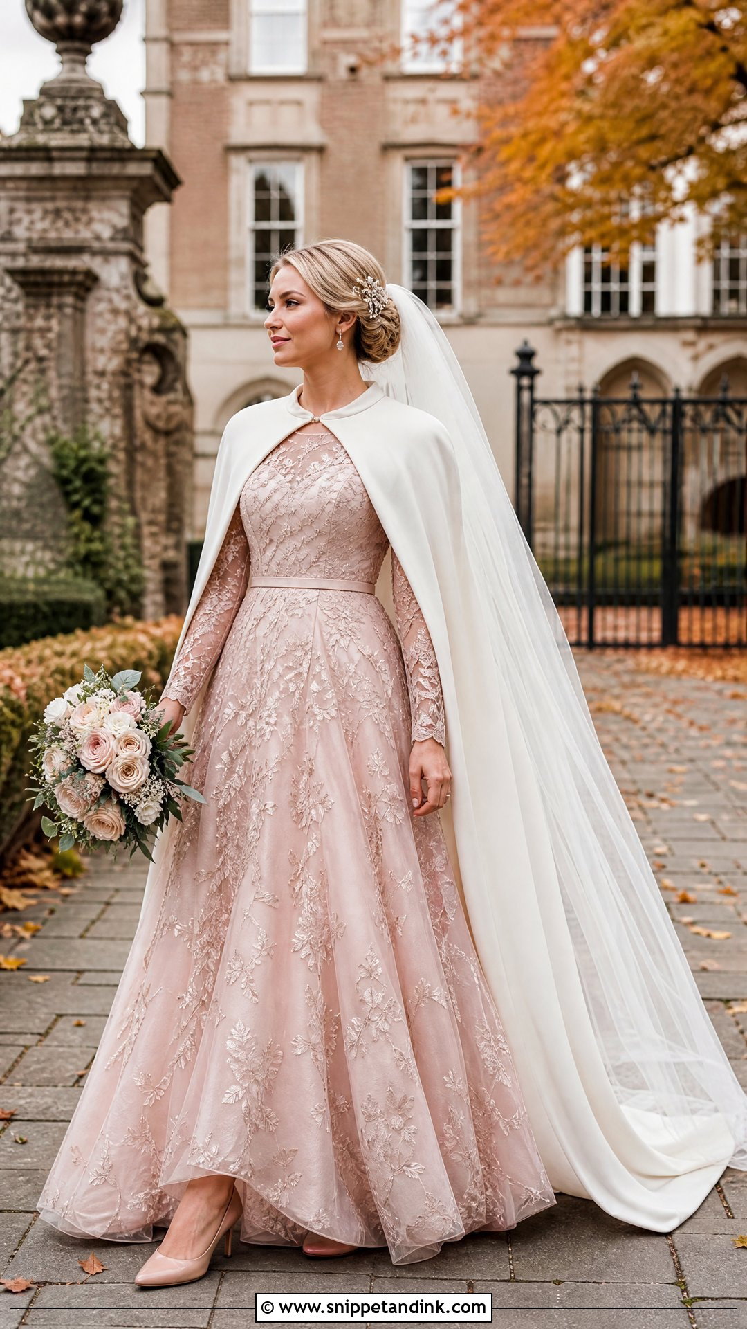 Pink Rose Gold Long Sleeve Wedding Dress - Snippet and Ink - 20 Pink Rose Gold Wedding Dresses