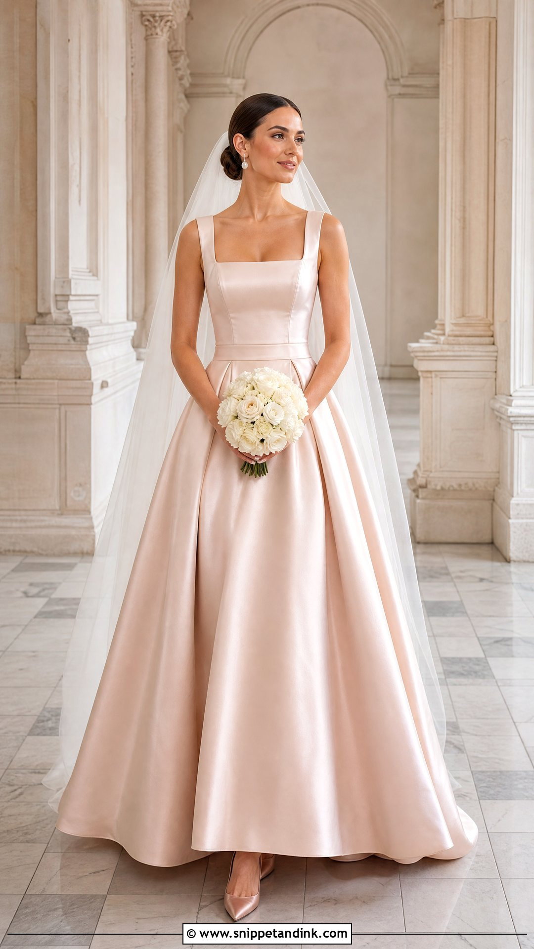 Pink Rose Gold Square Neck Wedding Dress - Snippet and Ink - 20 Pink Rose Gold Wedding Dresses