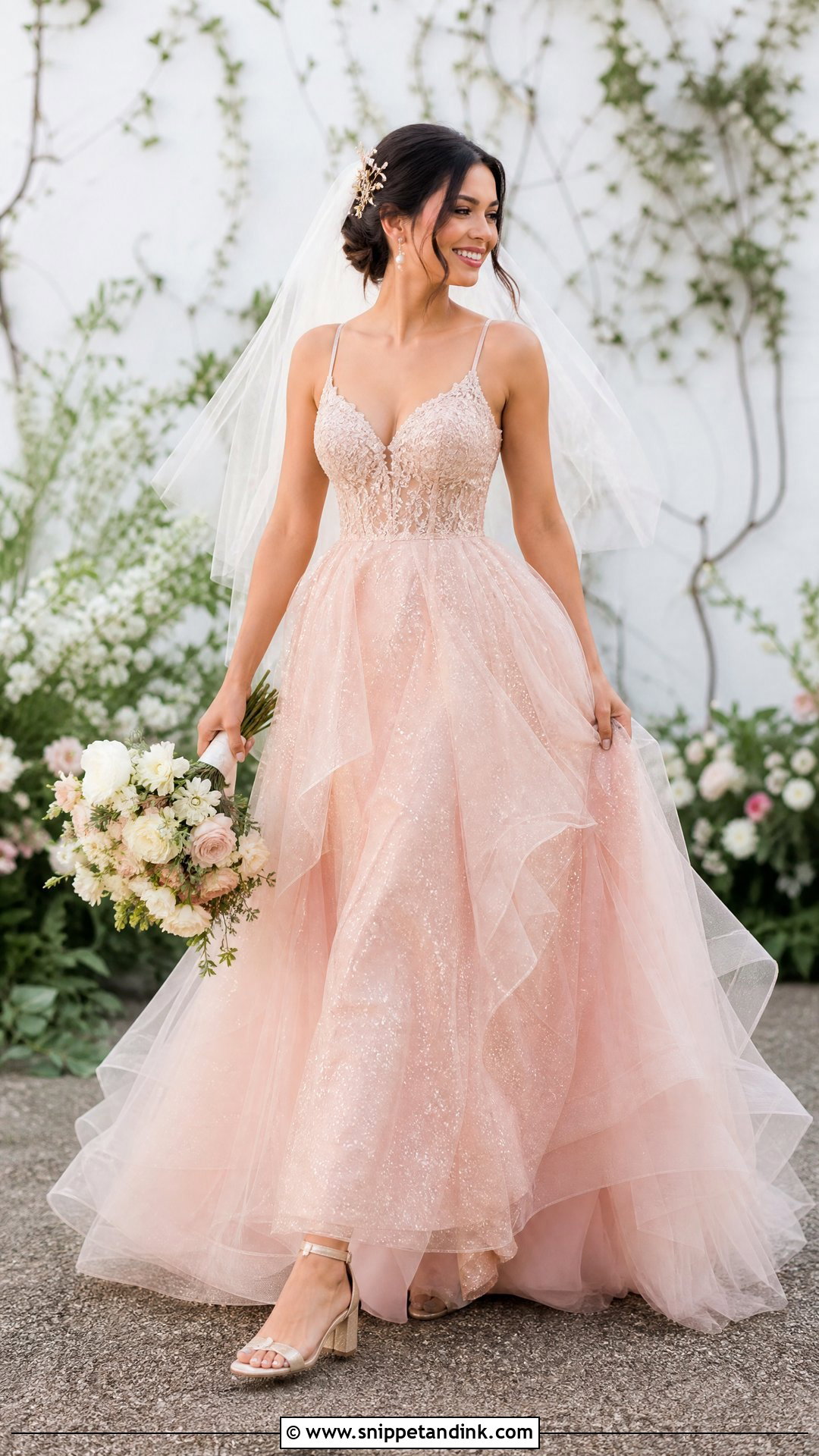 Pink Rose Gold Tulle Wedding Dress - Snippet and Ink - 20 Pink Rose Gold Wedding Dresses