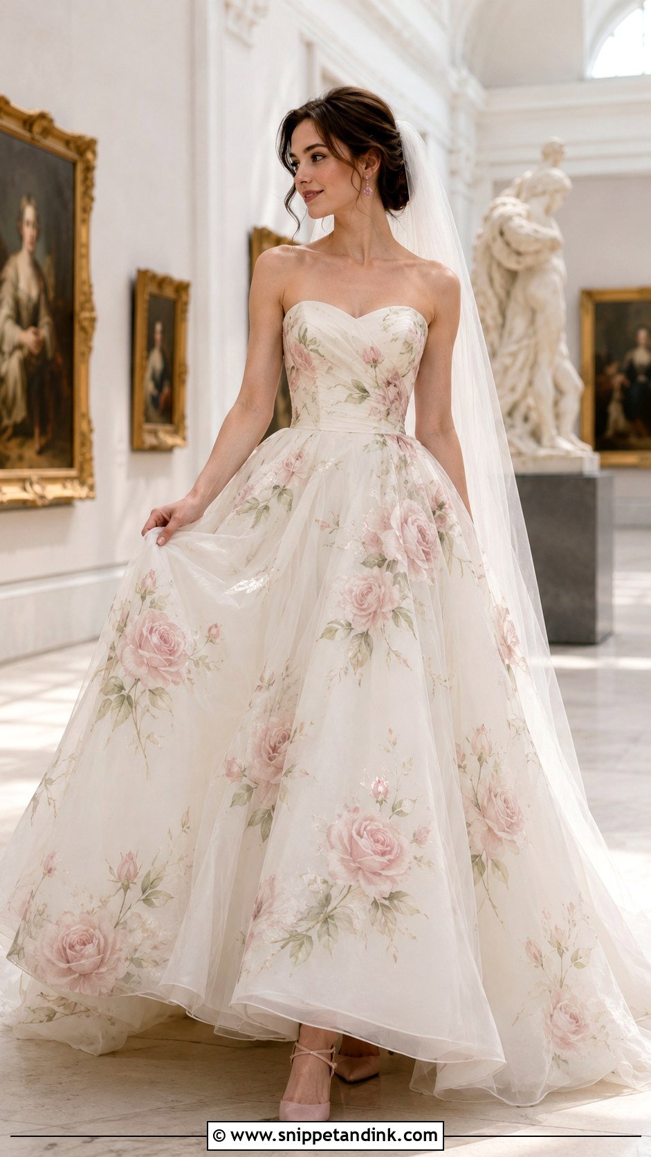 Pink Rose Wedding Dress - Snippet and Ink - 20 Wedding Dress with Color Accents Ideas