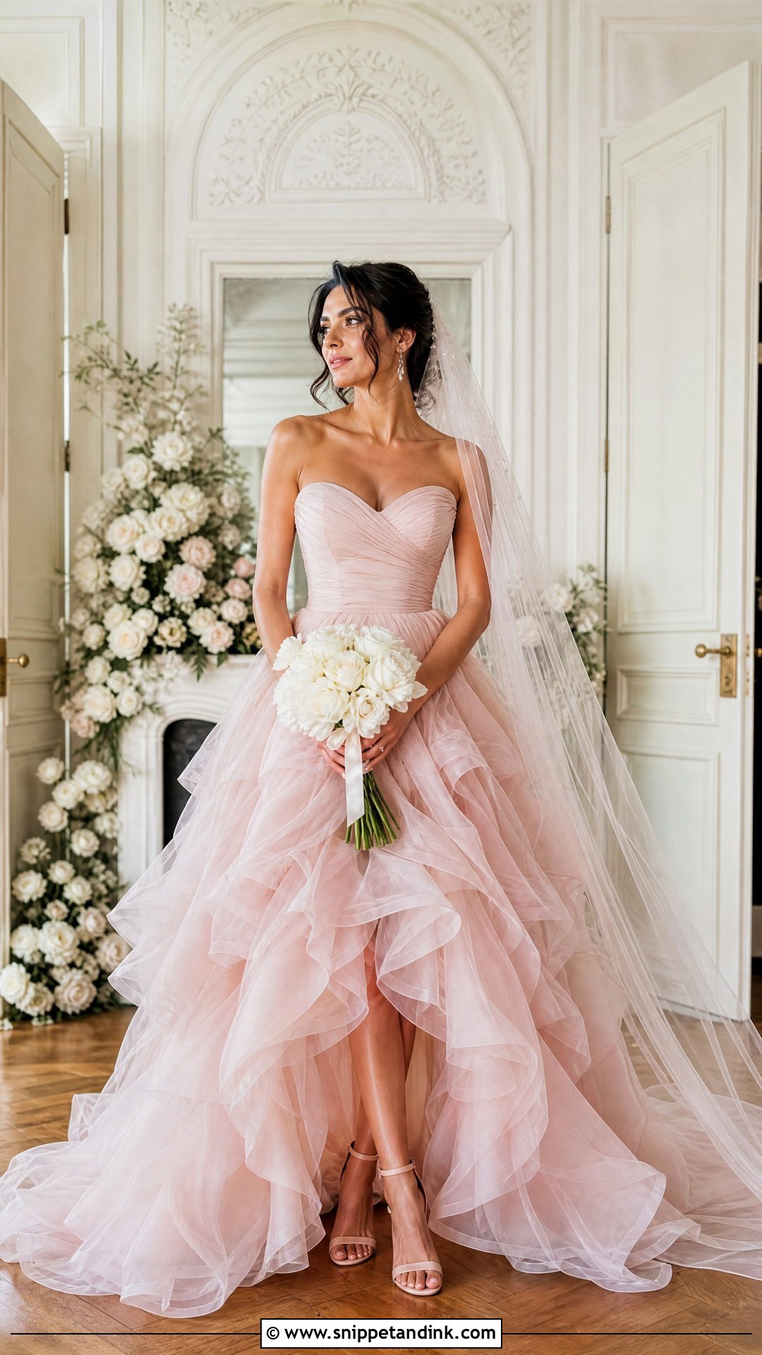 Pink Ruffle Bride Gown - Snippet and Ink - 25 Pink Bride Ideas