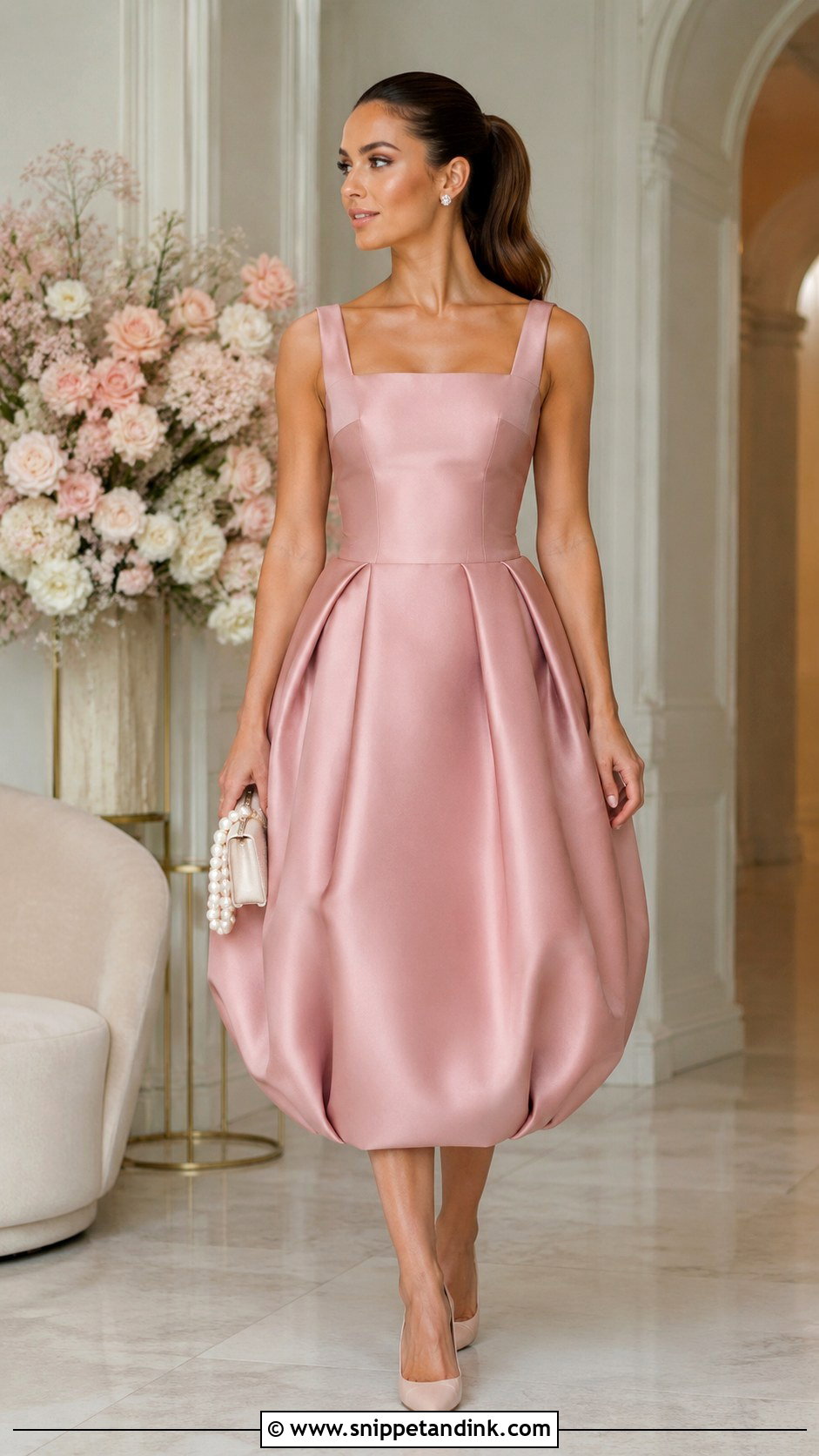 Pink Satin Balloon Gown - Snippet and Ink - 20 Balloon Gown Ideas