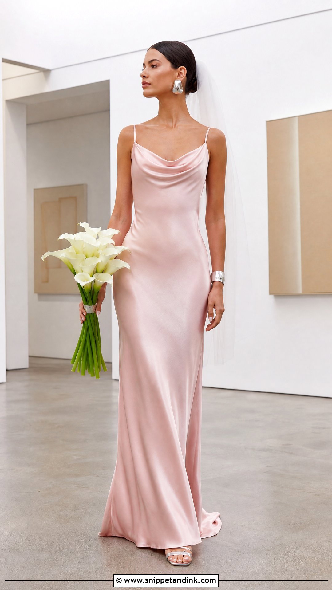 Pink Satin Slip Bridal Gown - Snippet and Ink - 20 Pink Bridal Gown Ideas