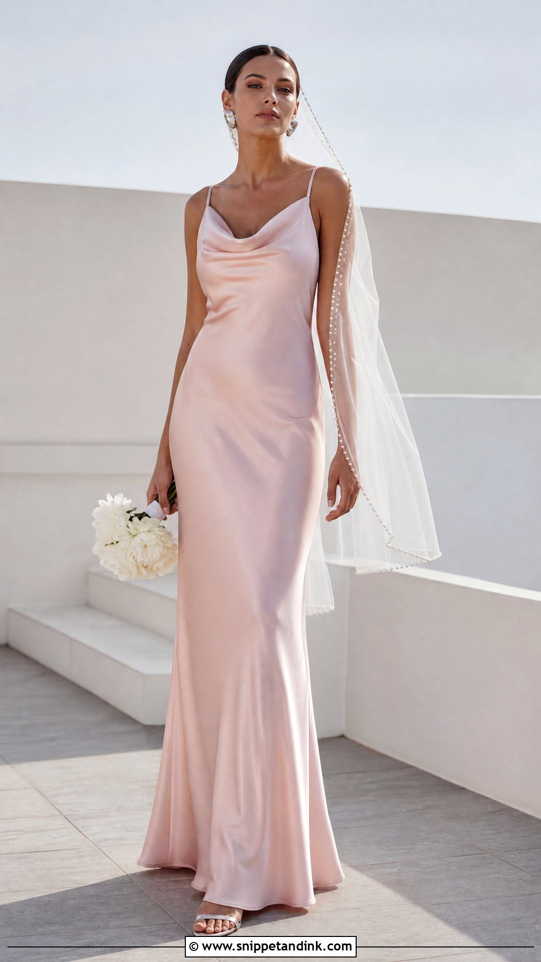 Pink Satin Slip Bride Dress - Snippet and Ink - 20 Pink Bride Dress Ideas