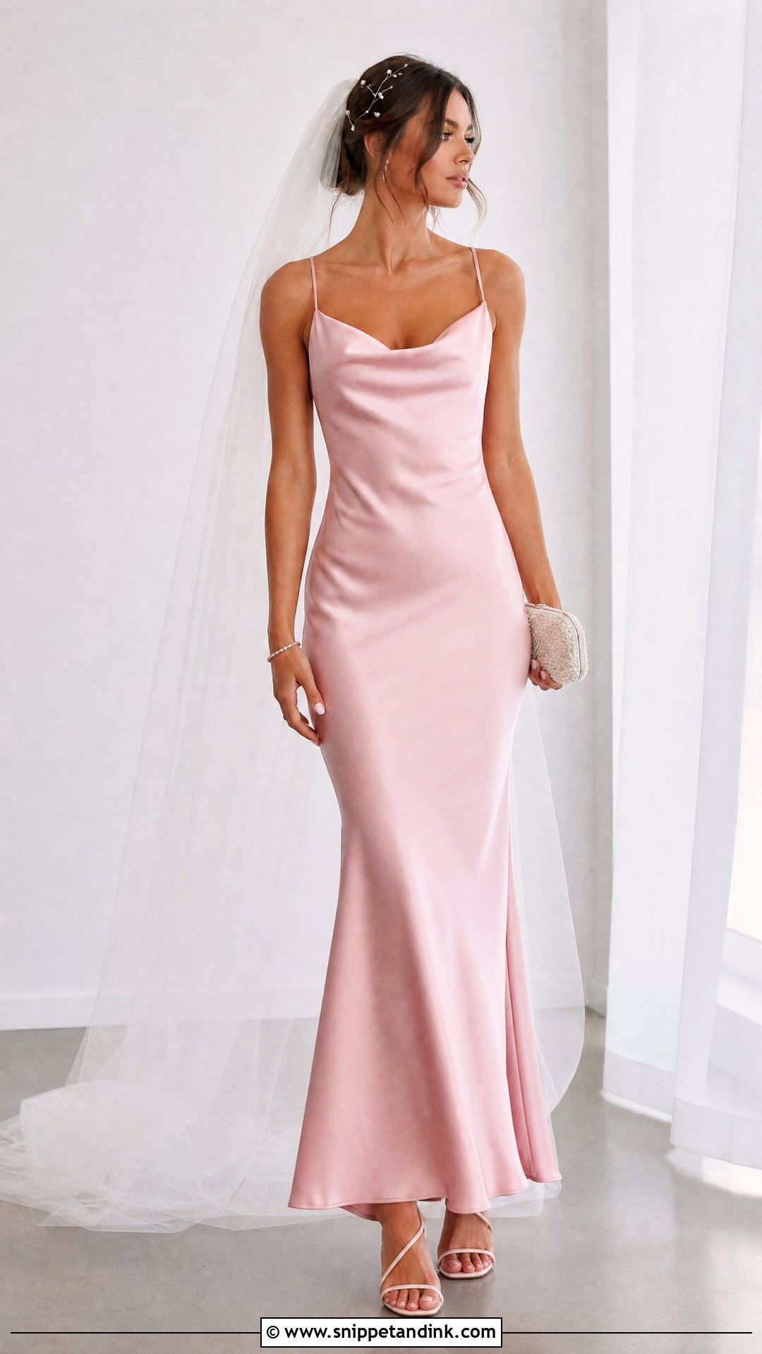 Pink Satin Slip Dress Bride - Snippet and Ink - 25 Pink Bride Ideas
