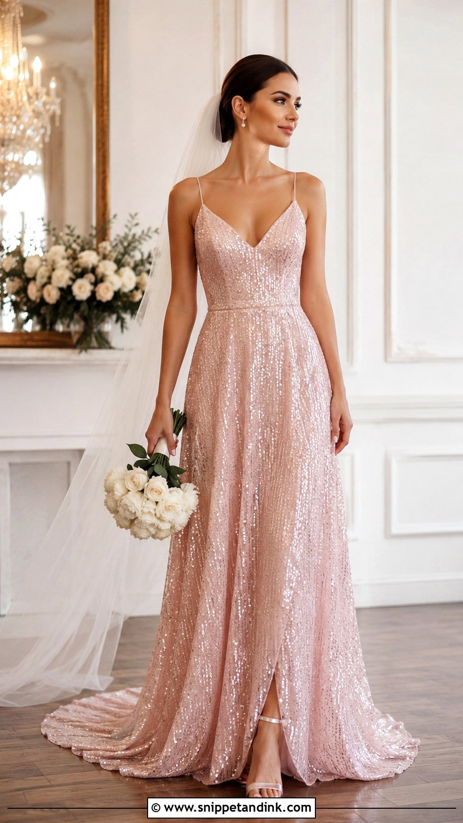 Pink Sequin Wedding Dress - Snippet and Ink - 25 Pink Wedding Dresses