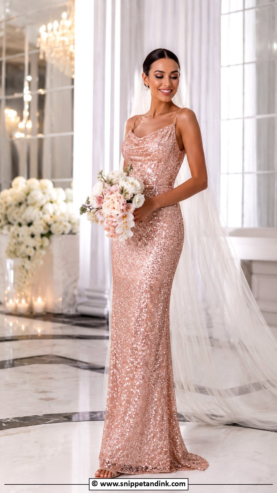 Pink Sequin Wedding Dress - Snippet and Ink - 35 Pink Wedding Dress Ideas