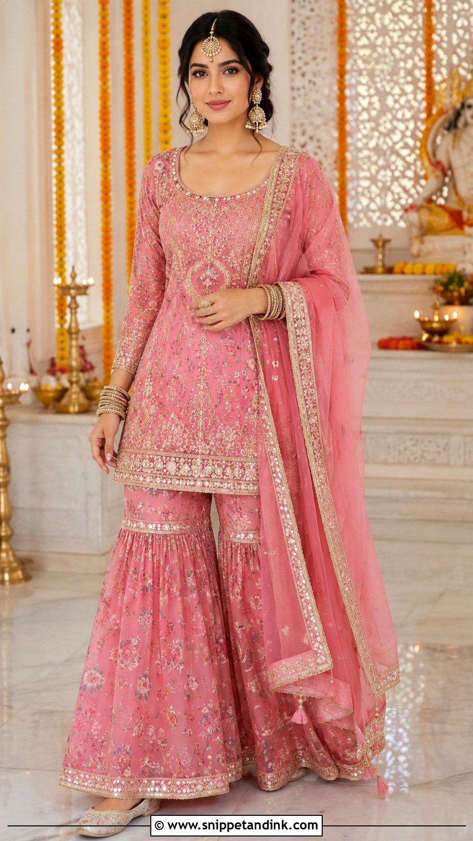 Pink Sharara For Mata Pujan Bride - Snippet and Ink - 25 Mata Pujan Dress for Bride Ideas