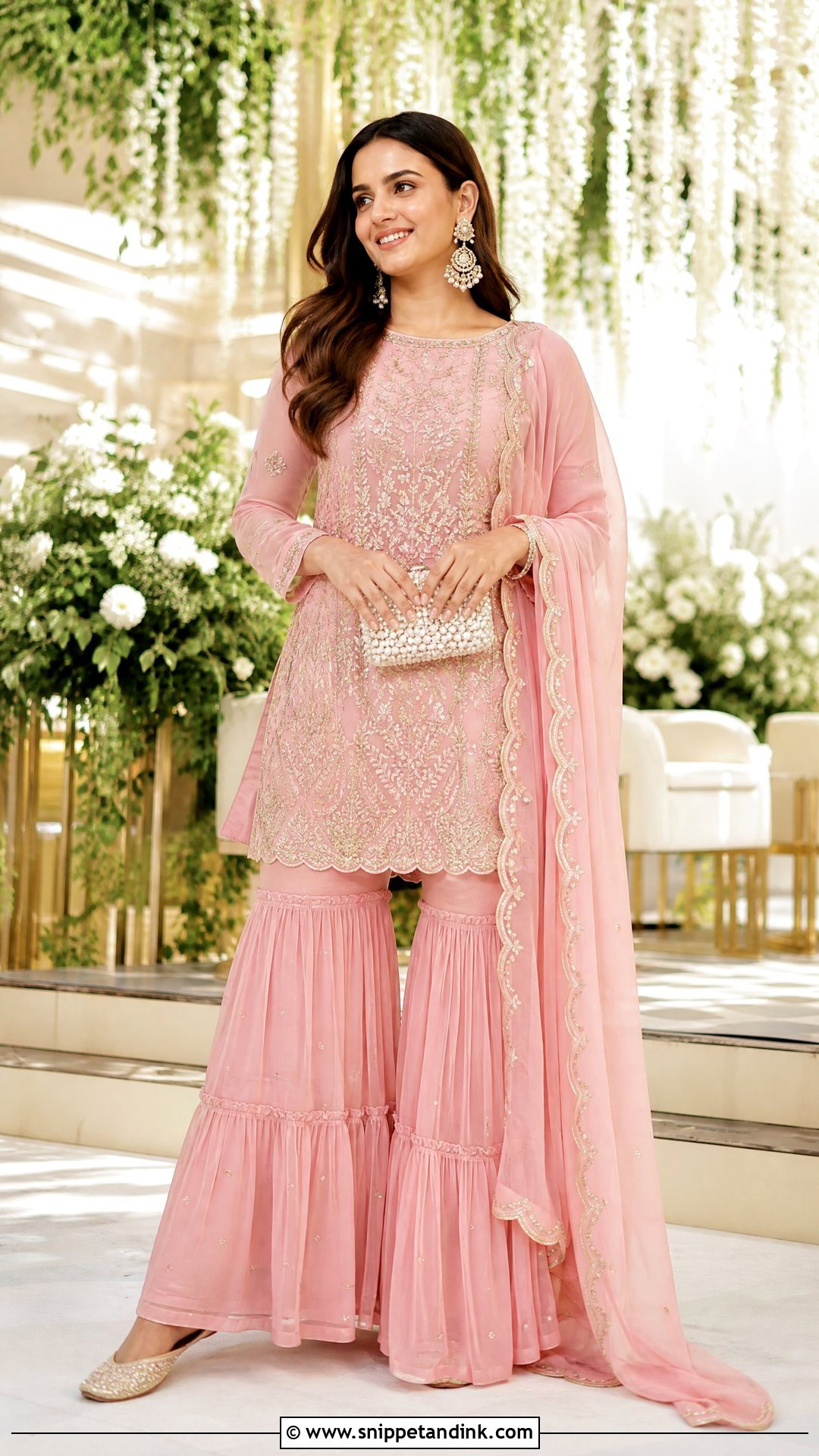Pink Sharara Kurta Set - Snippet and Ink - 20 Kurta Sets for Women Wedding Ideas