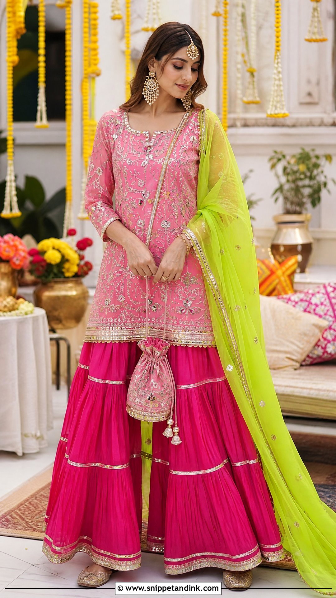 Pink Sharara Suit for Mehndi - Snippet and Ink - 25 Dresses for Mehndi Function