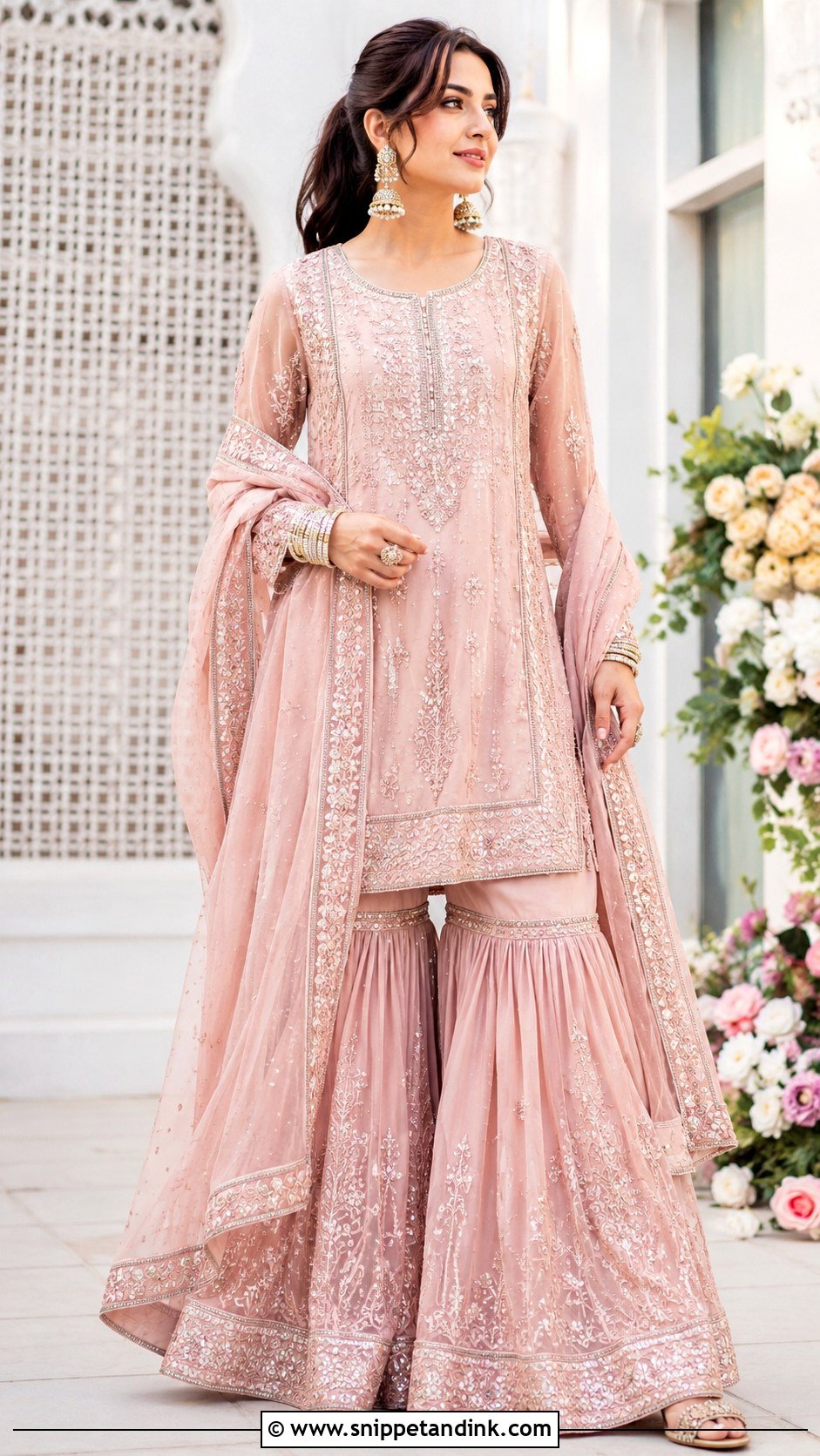 Pink Sharara Wedding Dress - Snippet and Ink - 30 Indian Muslim Wedding Dresses