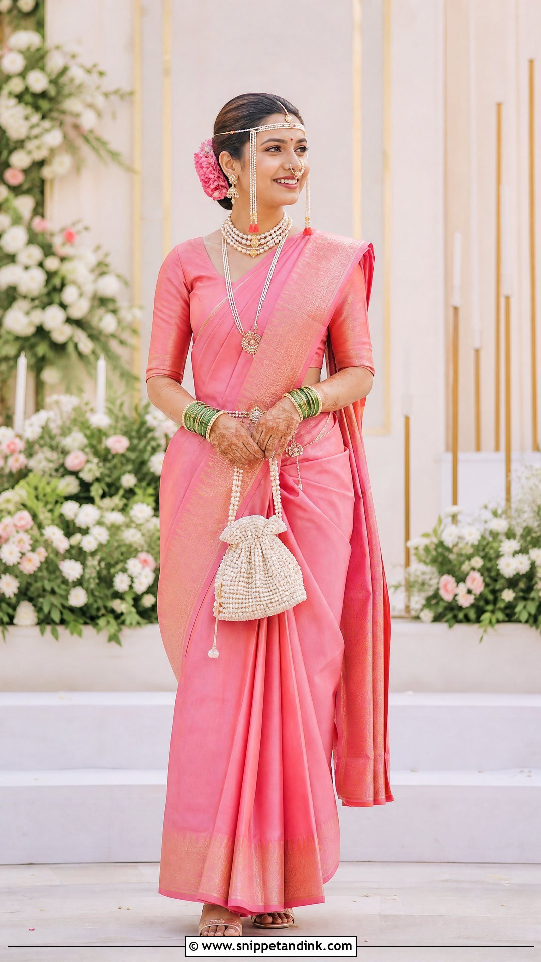 Pink Silk Marathi Bride Look - Snippet and Ink - 20 Simple Marathi Bride Look Ideas
