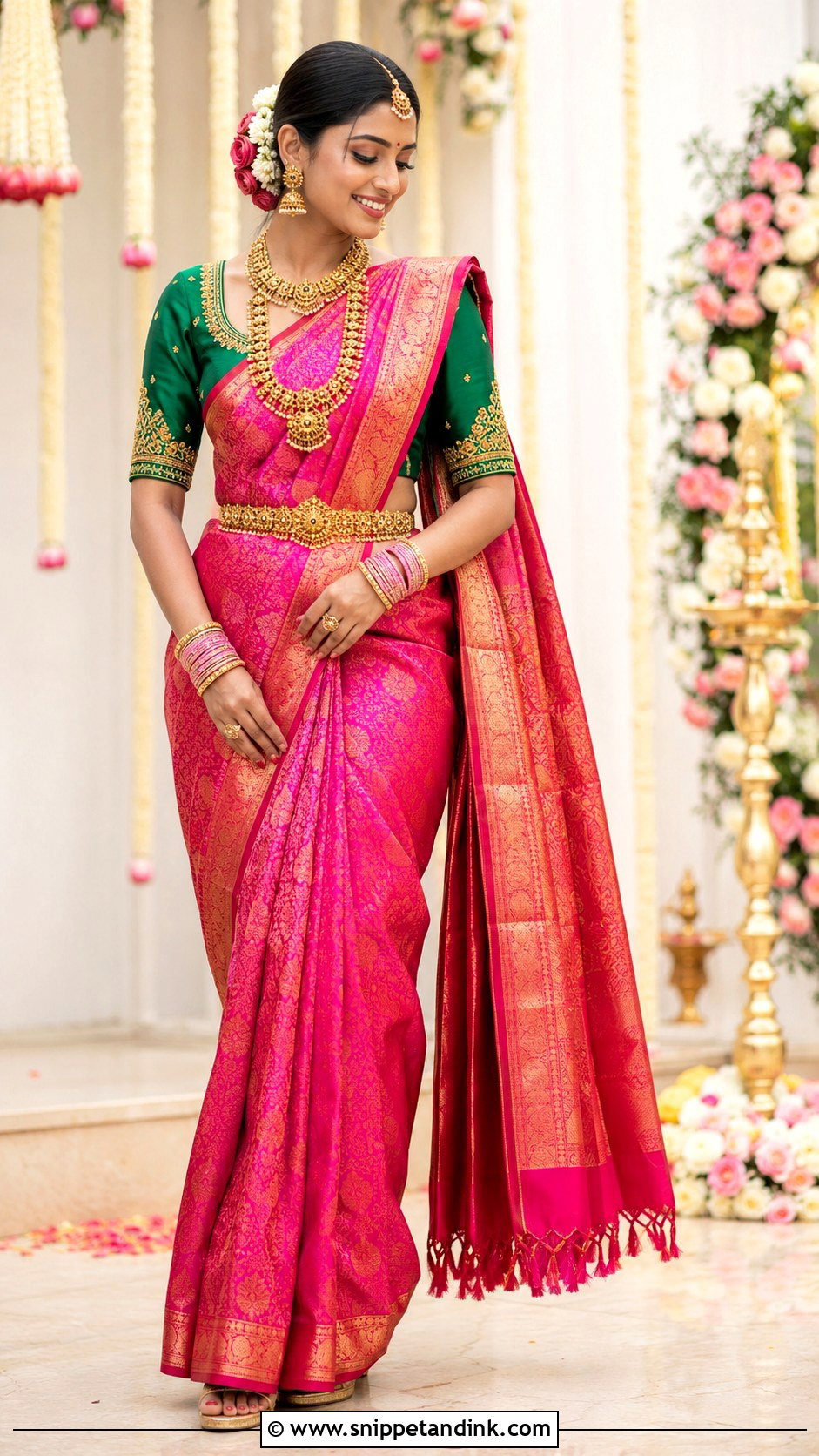 Pink Silk Saree Karnataka Bride - Snippet and Ink - 25 Karnataka Bride Ideas