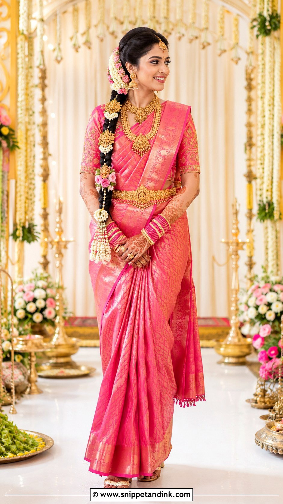 Pink Silk Saree Moggina Jade Bride - Snippet and Ink - 25 Moggina Jade Brides Ideas