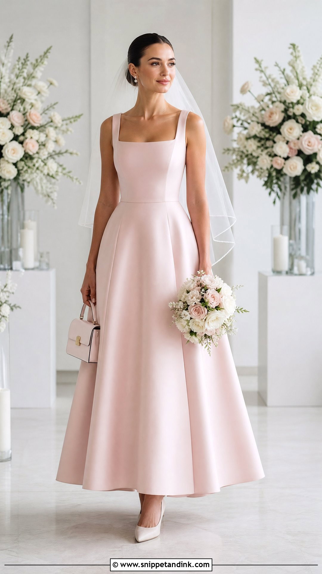Pink Square Neck Bride Dress - Snippet and Ink - 20 Pink Bride Dress Ideas