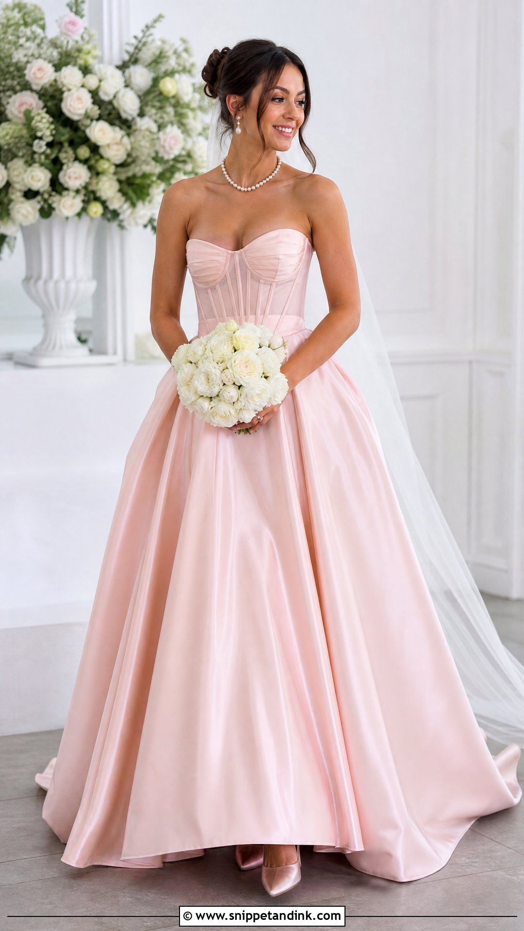 Pink Strapless Bridal Dress - Snippet and Ink - 25 Pink Bridal Dress Ideas