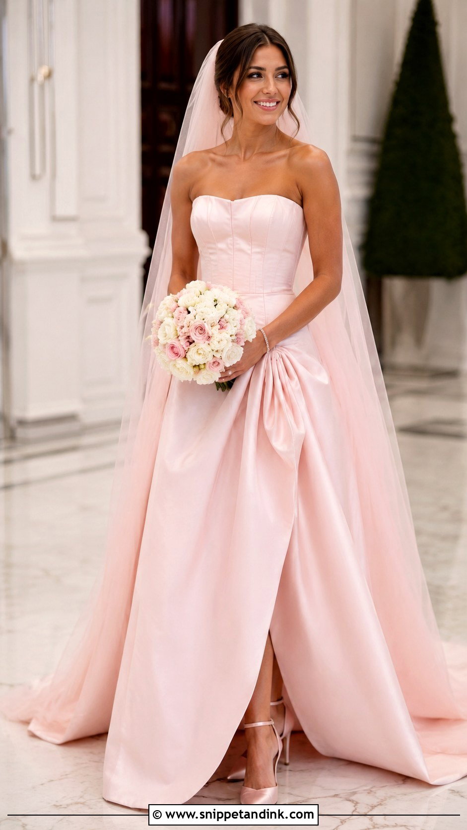Pink Strapless Wedding Dress - Snippet and Ink - 25 Pink Wedding Dresses