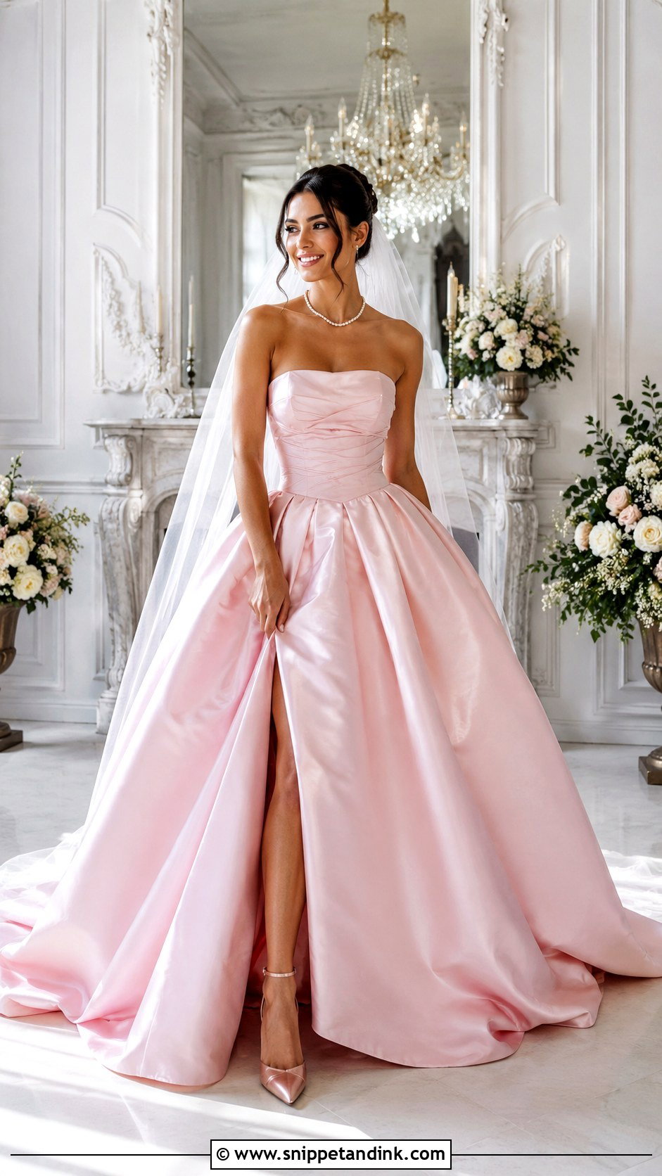 Pink Strapless Wedding Dress - Snippet and Ink - 25 Pink Wedding Dress for Bride Ideas