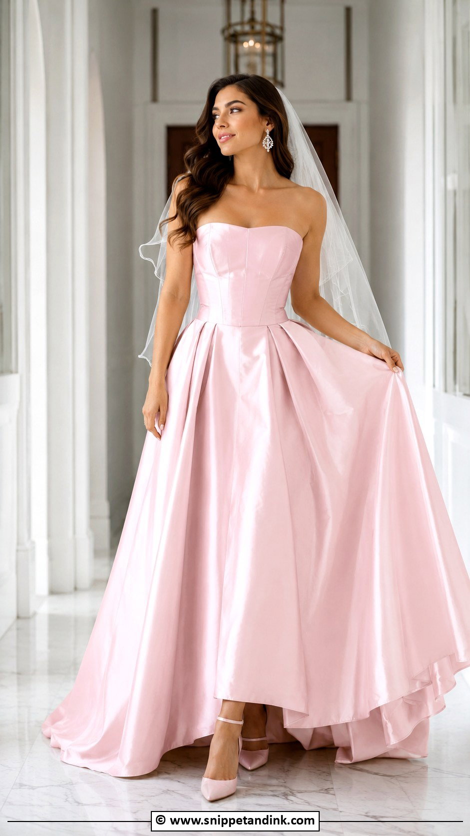 Pink Strapless Wedding Dress - Snippet and Ink - 35 Pink Wedding Dress Ideas