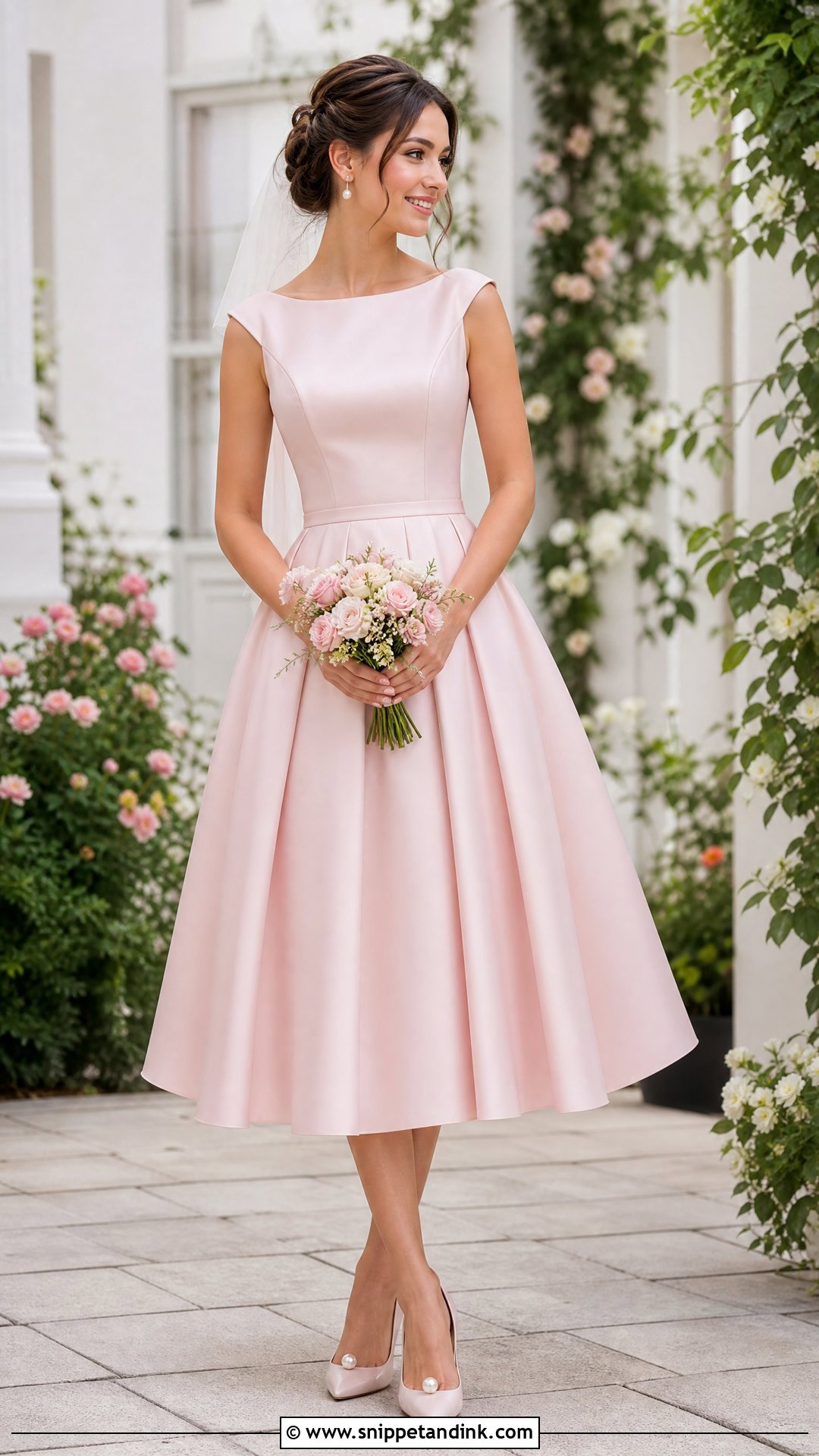 Pink Tea Length Bridal Dress - Snippet and Ink - 25 Pink Bridal Dress Ideas