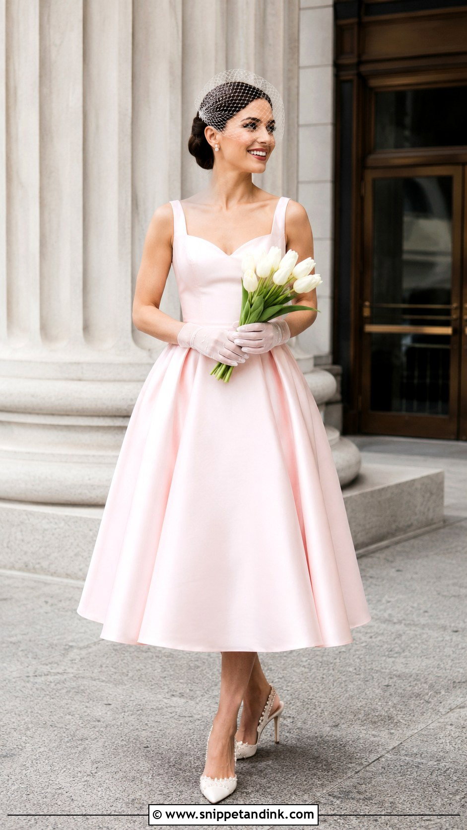 Pink Tea Length Bridal Dress - Snippet and Ink - 20 Pink Bridal Ideas