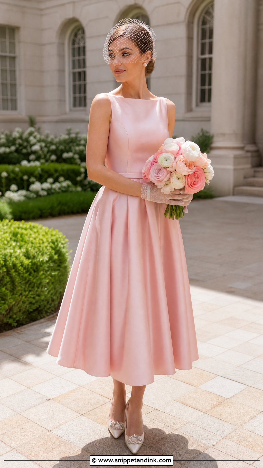 Pink Tea Length Bridal Gown - Snippet and Ink - 20 Pink Bridal Gown Ideas