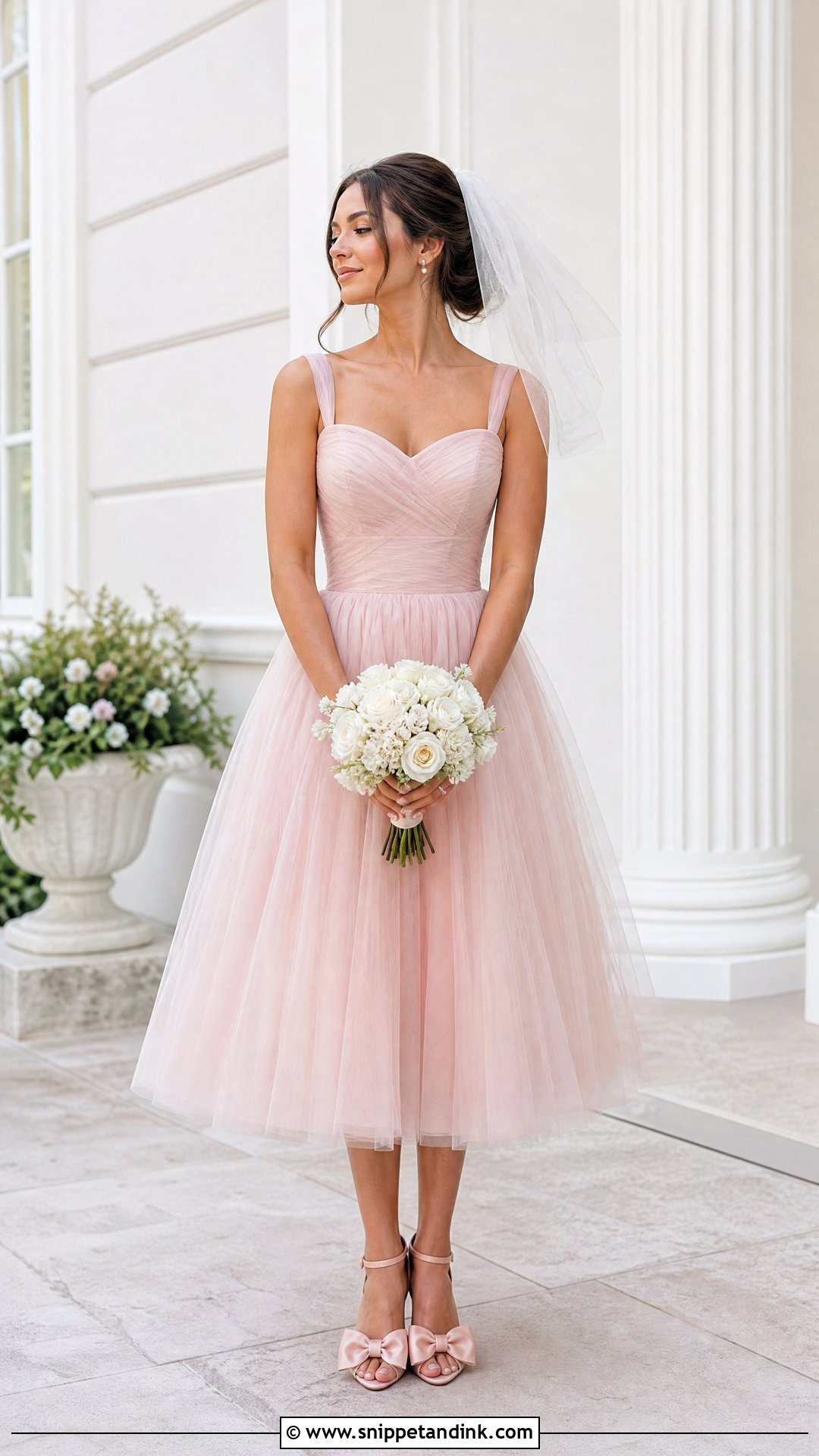 Pink Tea Length Bride Dress - Snippet and Ink - 25 Pink Bride Ideas