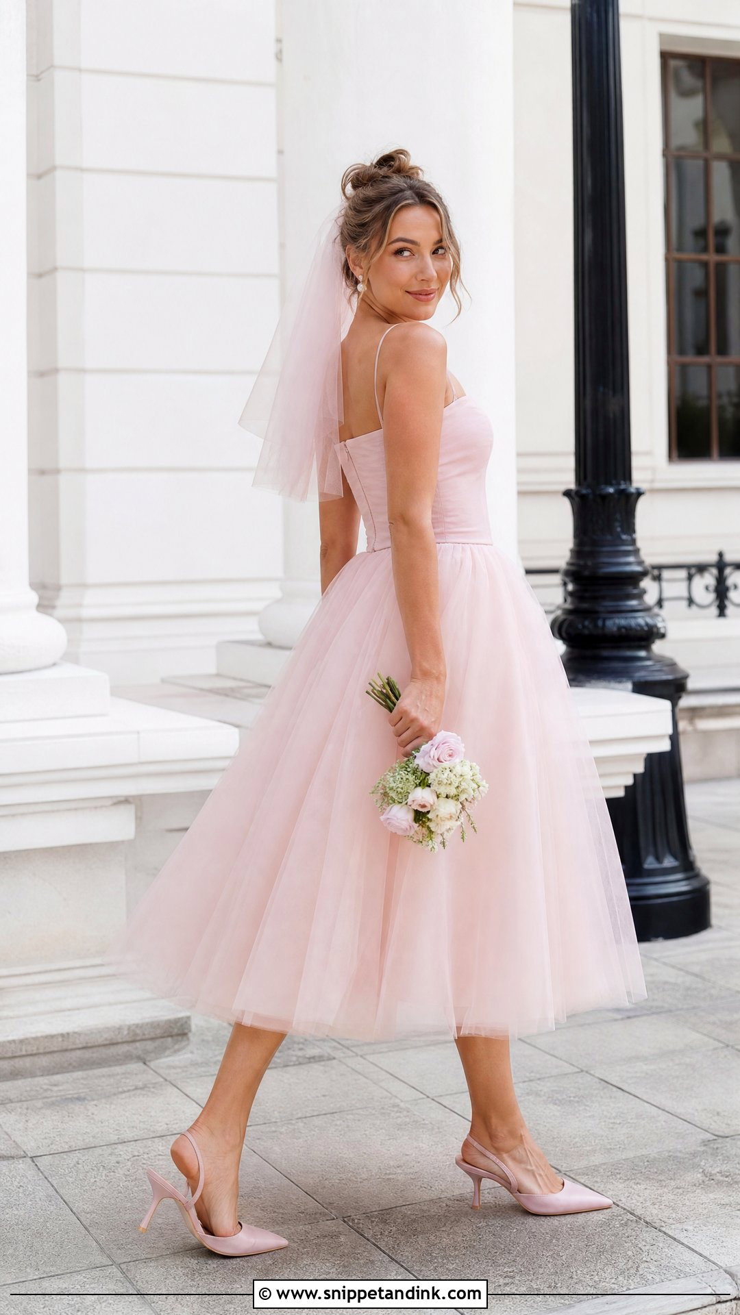Pink Tea Length Bride Dress - Snippet and Ink - 20 Pink Bride Dress Ideas