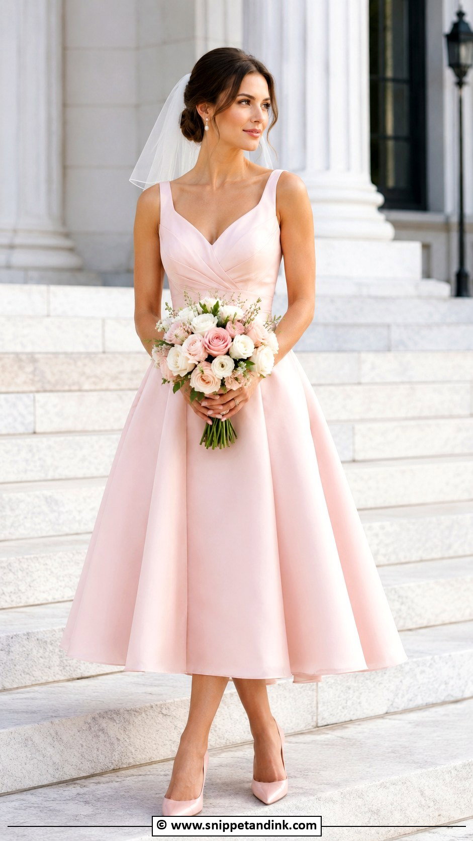 Pink Tea Length Wedding Dress - Snippet and Ink - 35 Pink Wedding Dress Ideas