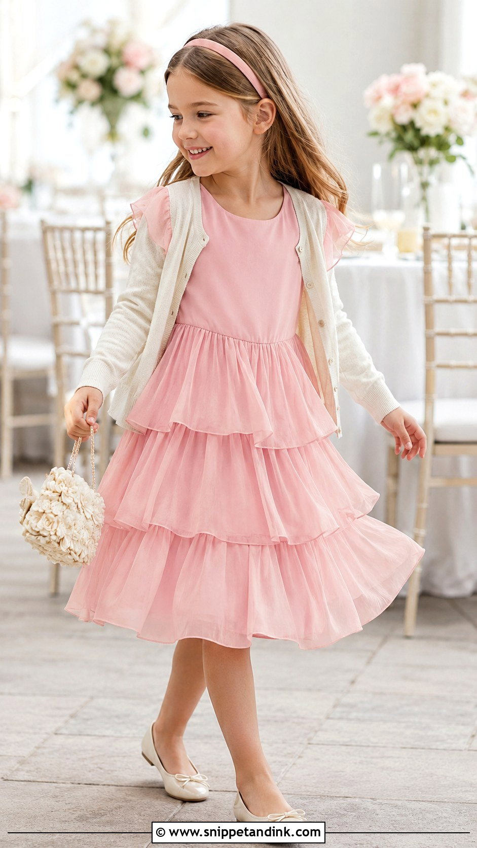 Pink Tiered Girls Wedding Dress - Snippet and Ink - 20 Girls Kids Wedding Dresses