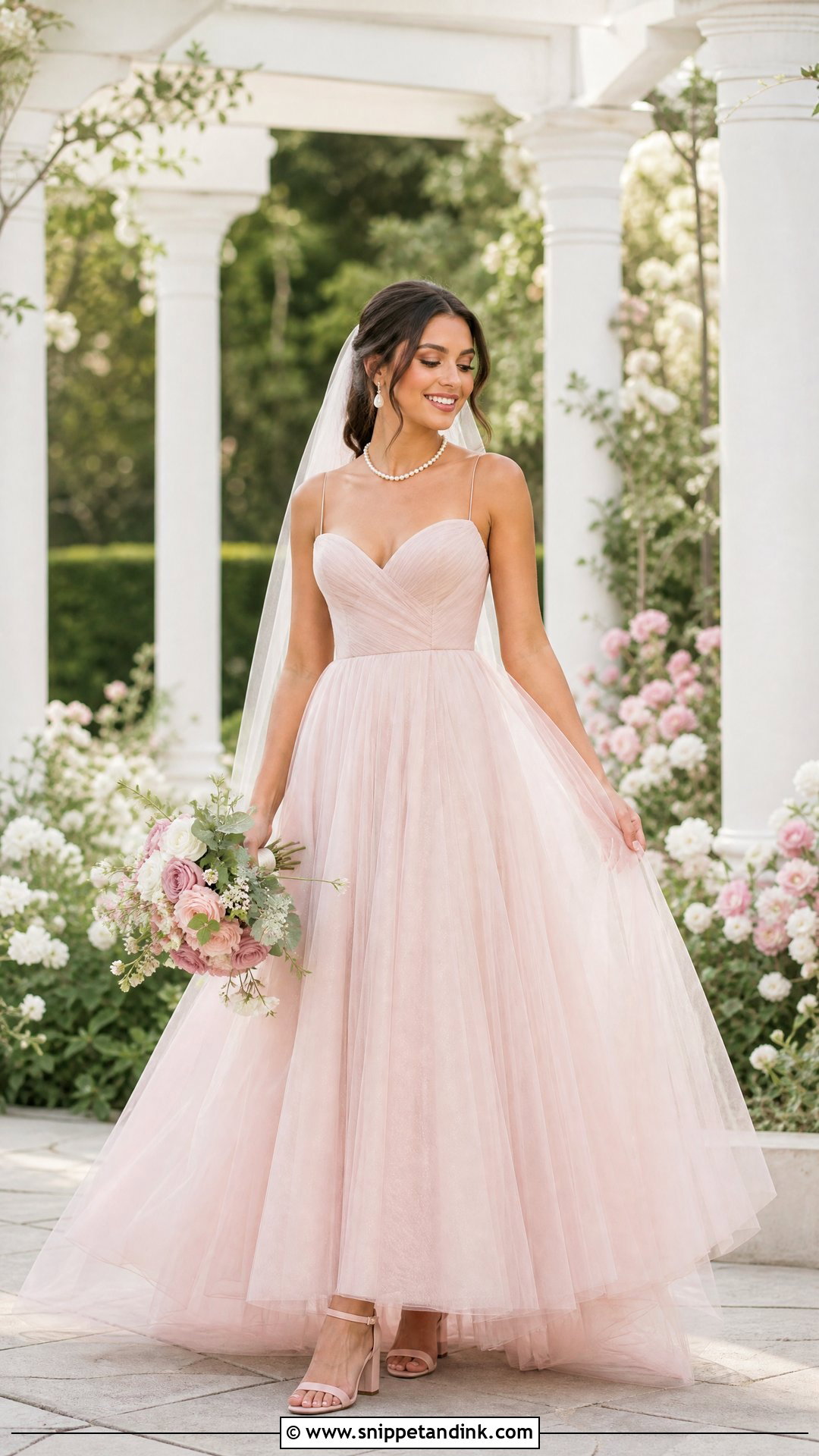 Pink Tulle A Line Bride - Snippet and Ink - 25 Pink Bride Ideas