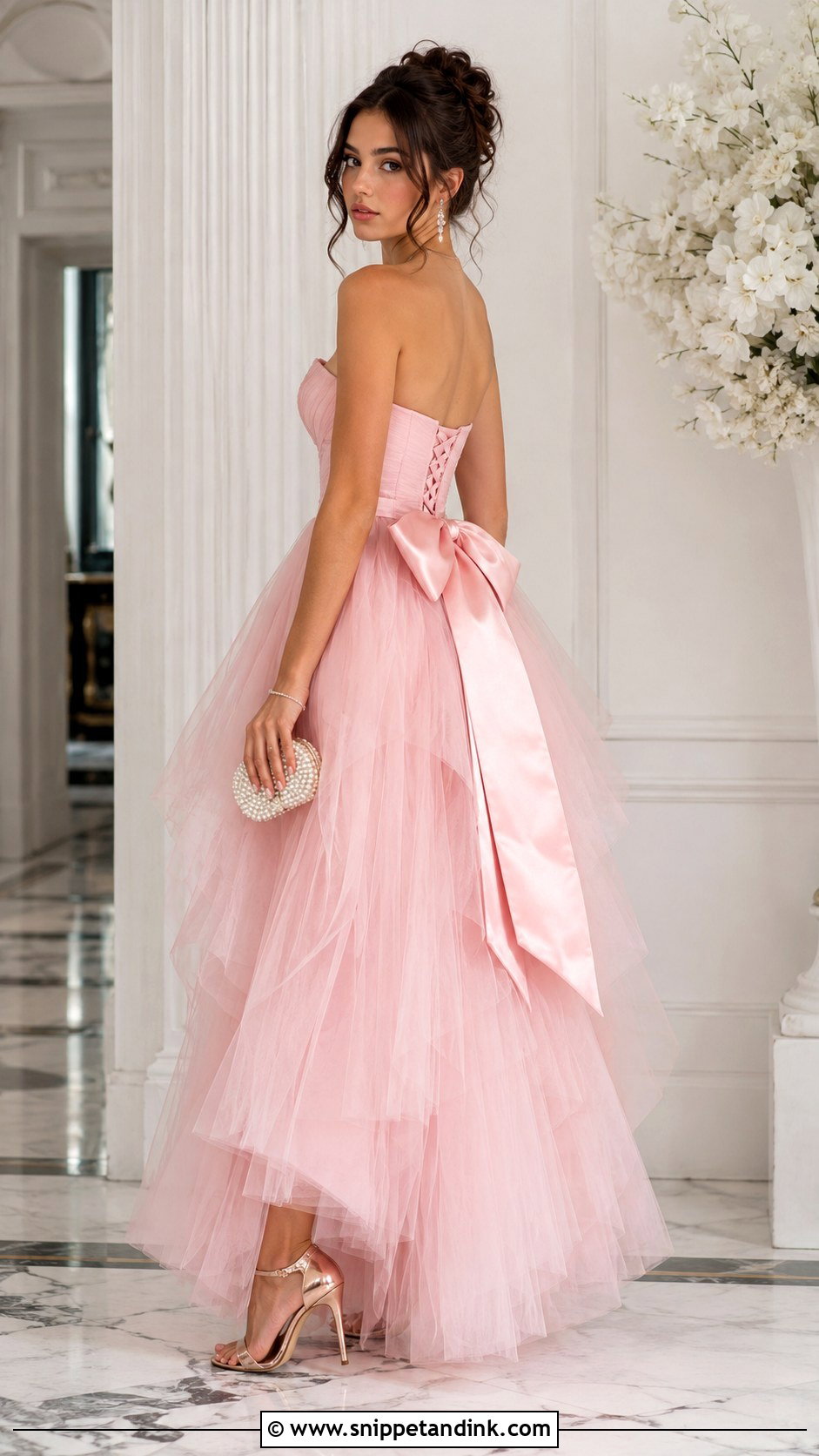 Pink Tulle Ball Gown With Back Bow - Snippet and Ink - 20 Gown with Bow At the Back Ideas