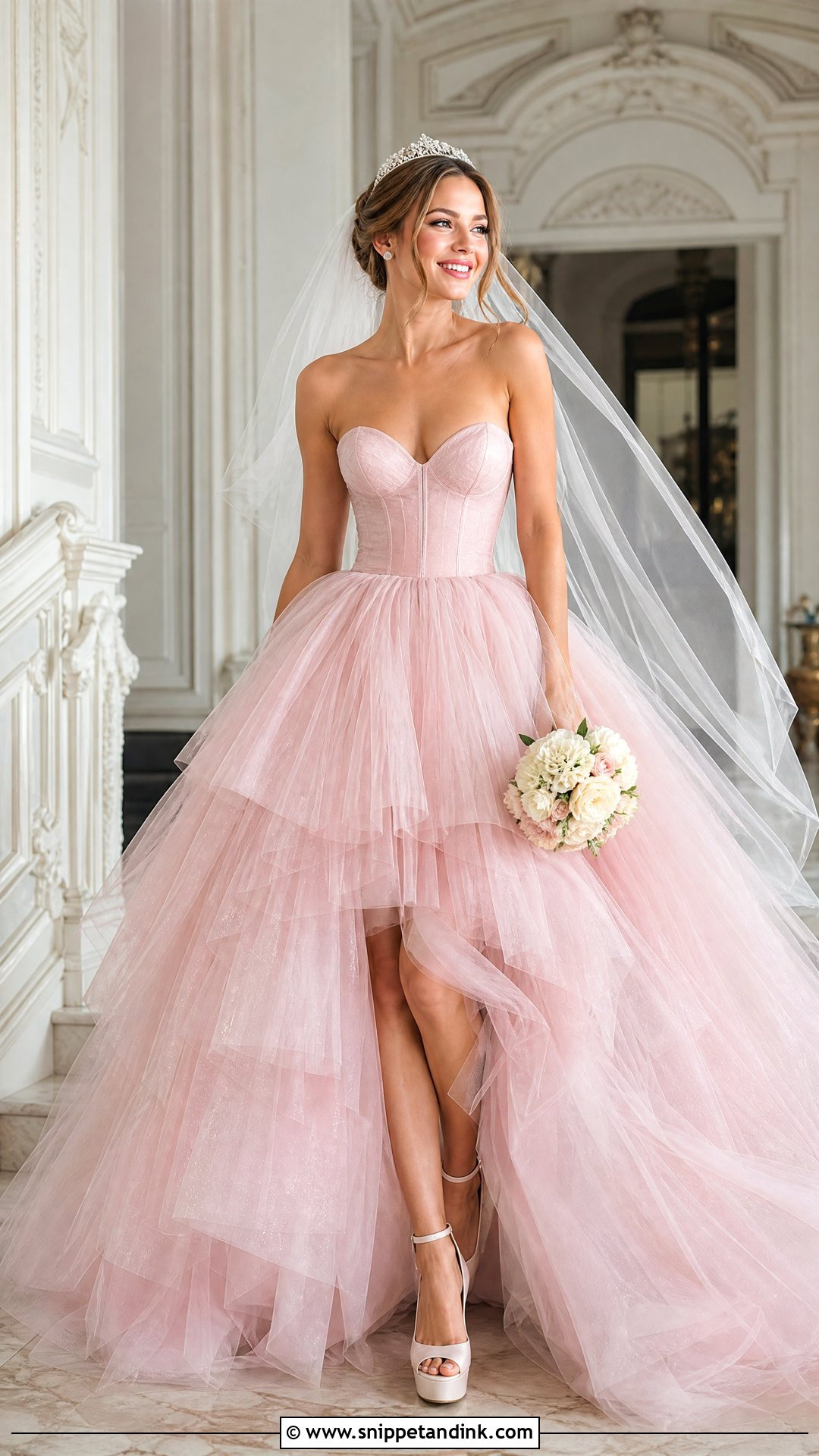 Pink Tulle Princess Bride Dress - Snippet and Ink - 20 Pink Bride Dress Ideas